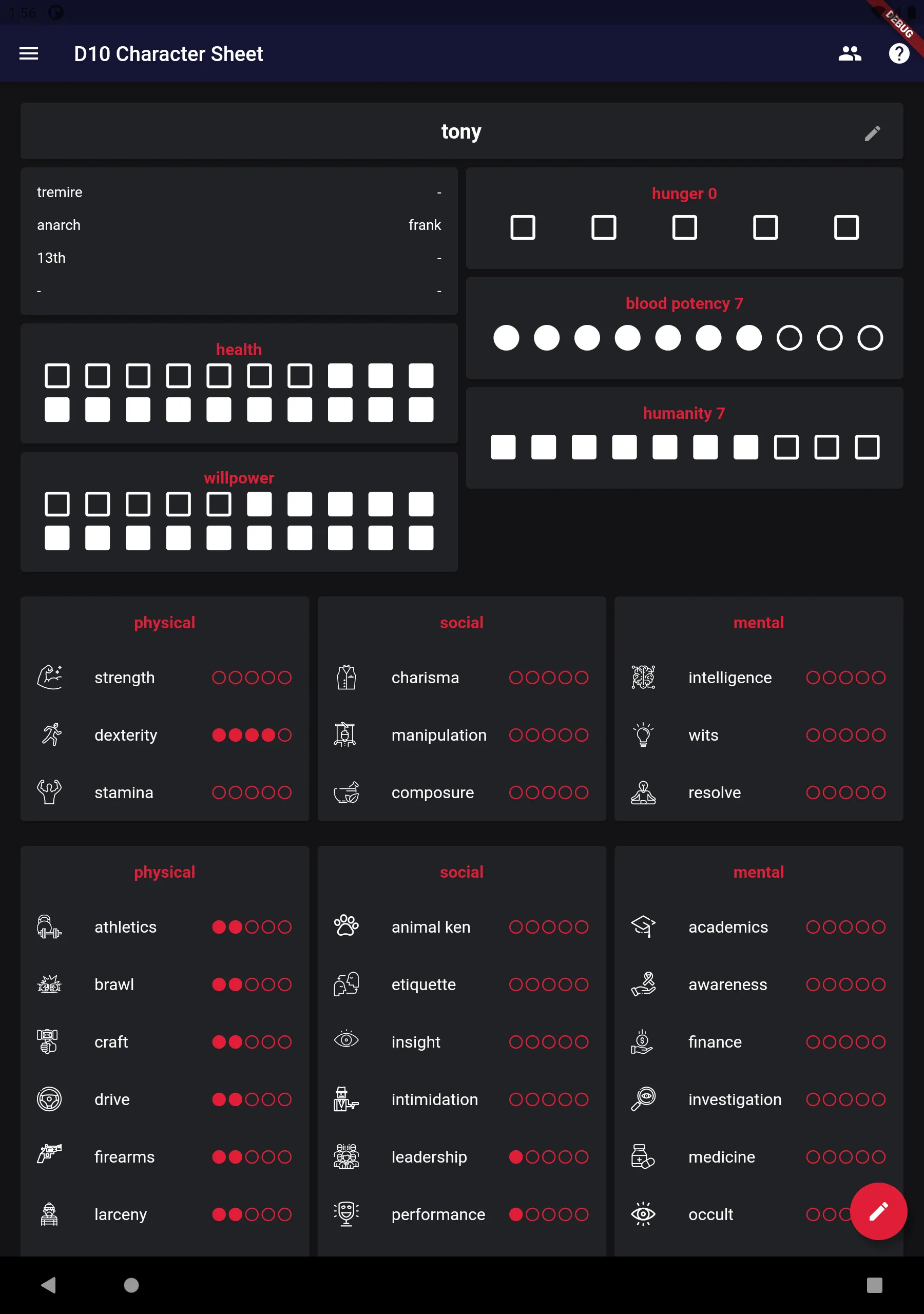 D10 Character Sheet | Indus Appstore | Screenshot