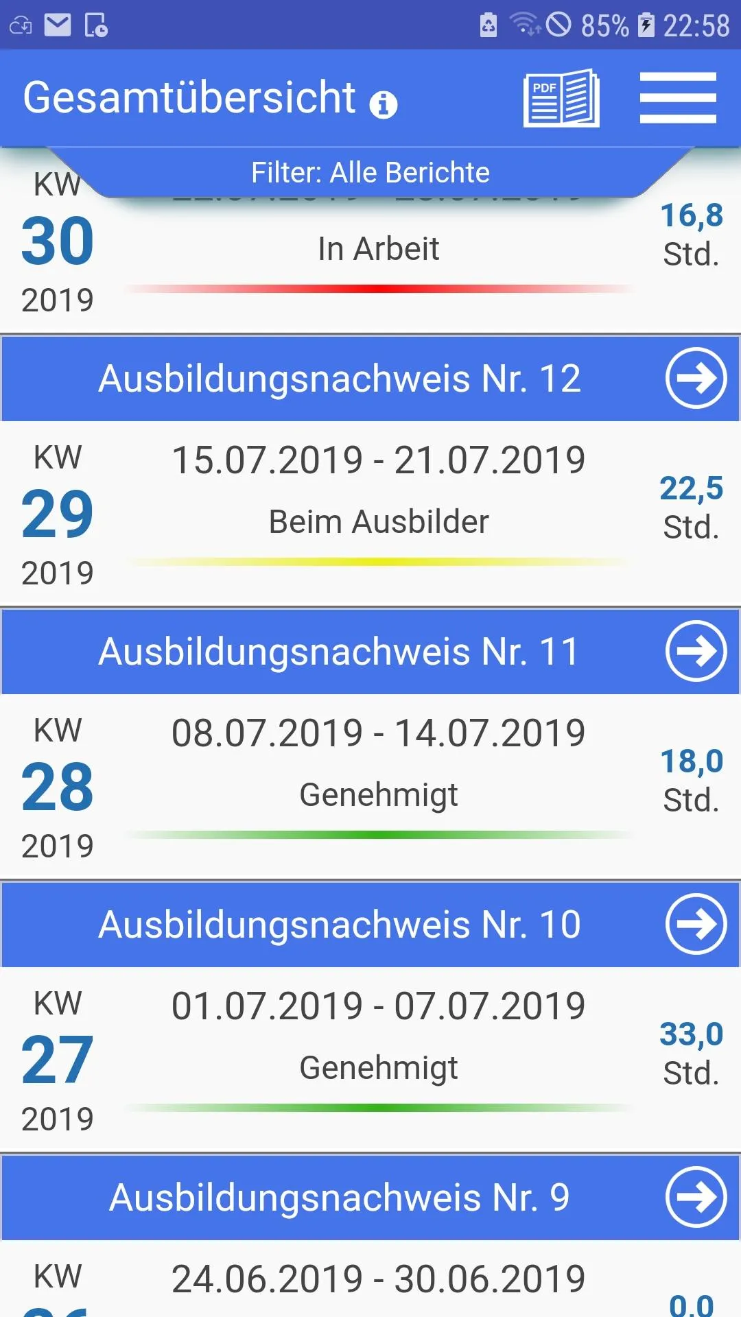 Azubiheft Online Berichtsheft | Indus Appstore | Screenshot