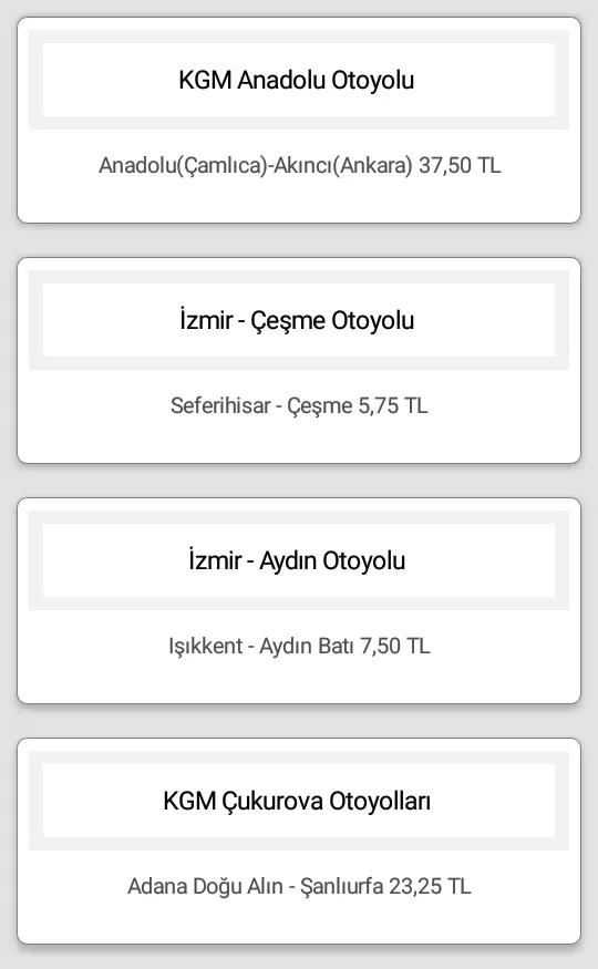 Otoyol Köprü Geçiş Ücretleri | Indus Appstore | Screenshot