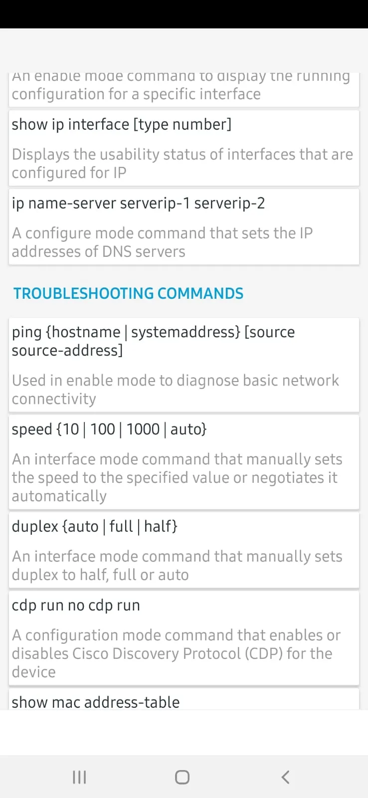 Cisco Commands List | Indus Appstore | Screenshot