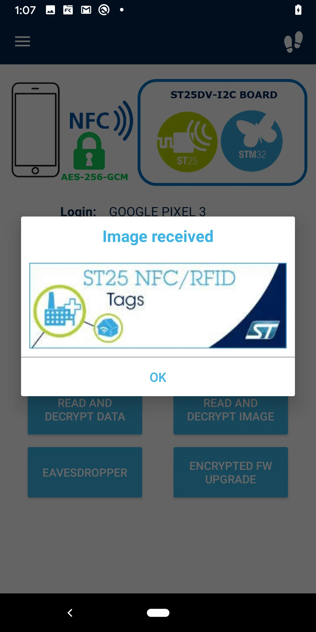 ST25DV-I2C CryptoDemo | Indus Appstore | Screenshot