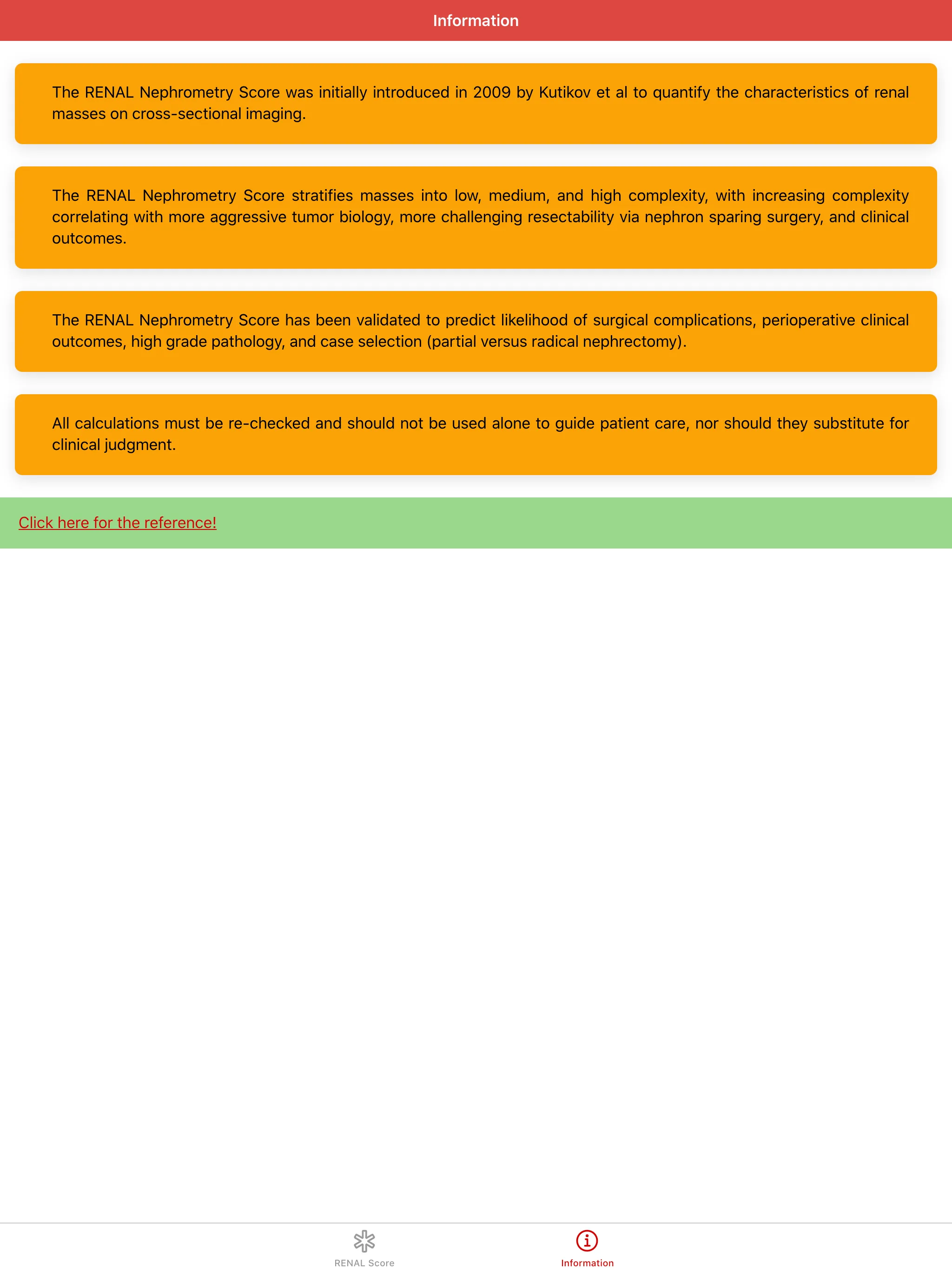 RENAL Nephrometry Score | Indus Appstore | Screenshot