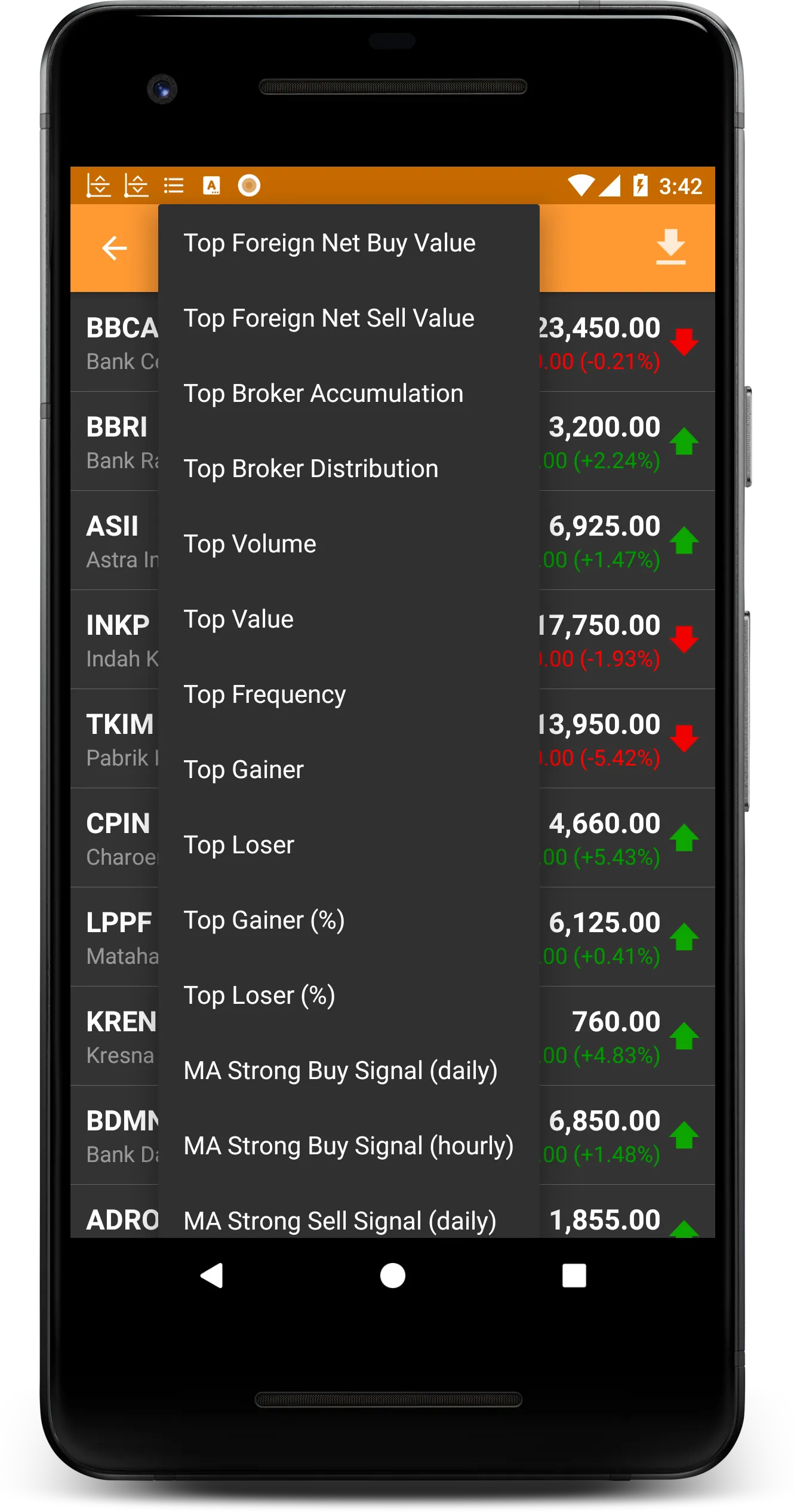 Indonesia Stock Exchange Data | Indus Appstore | Screenshot