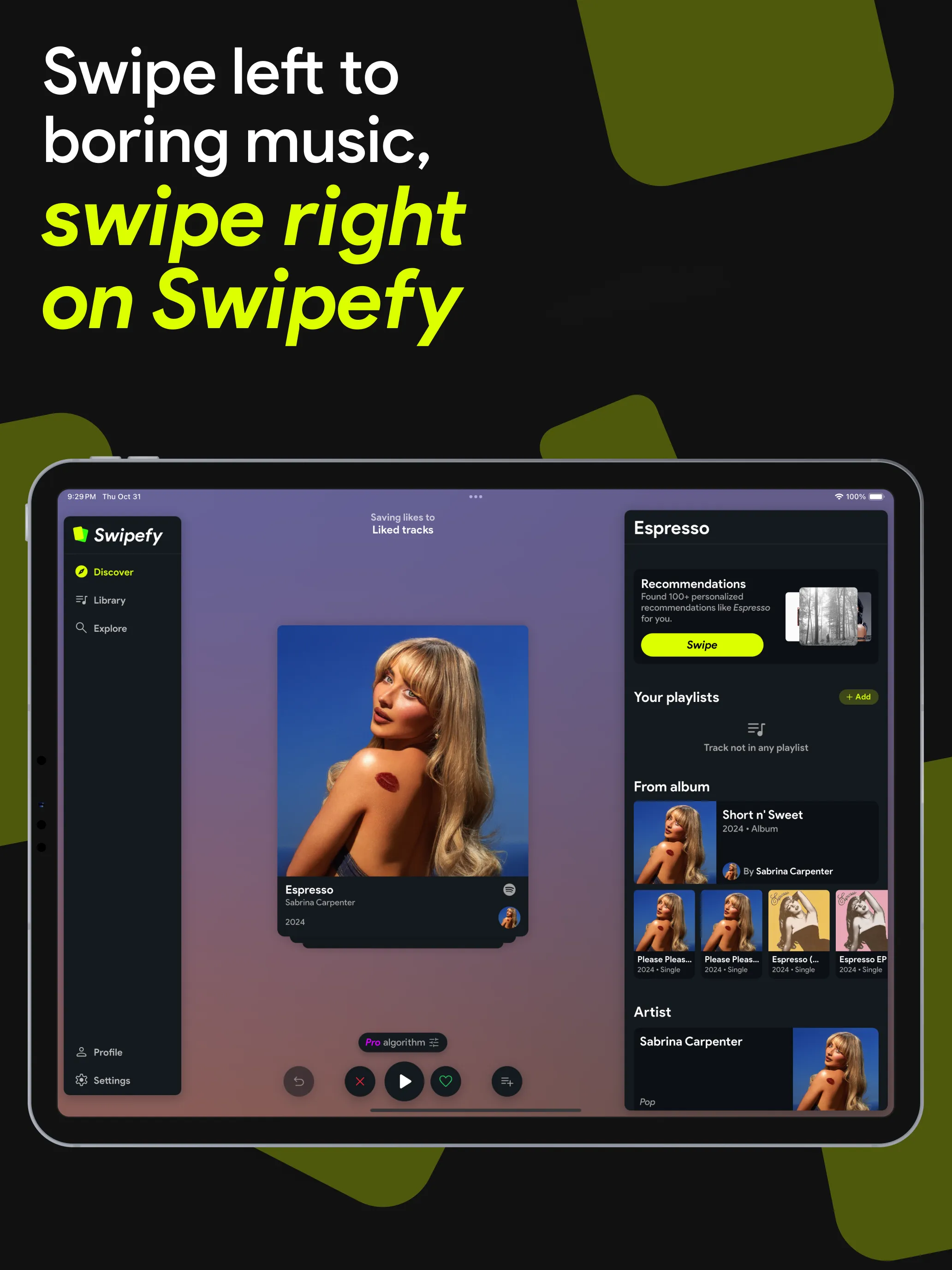 Swipefy for Spotify | Indus Appstore | Screenshot