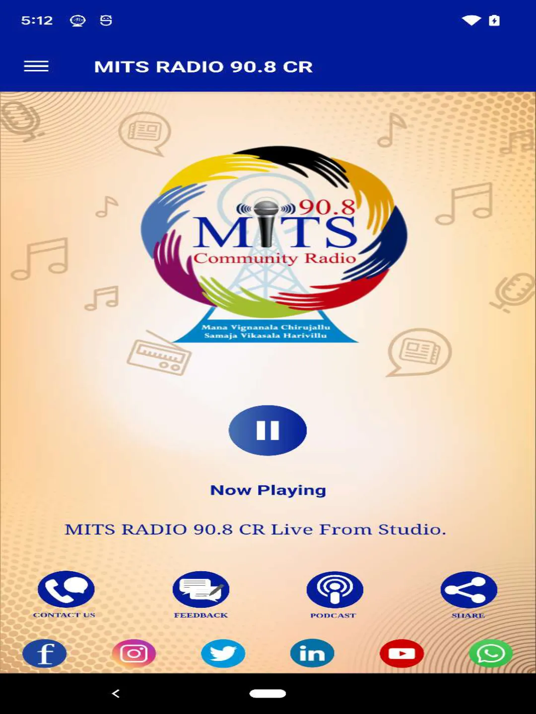 MITS RADIO 90.8 CR | Indus Appstore | Screenshot