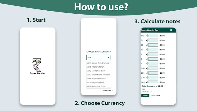 Rupee Counter Pro |All Country | Indus Appstore | Screenshot