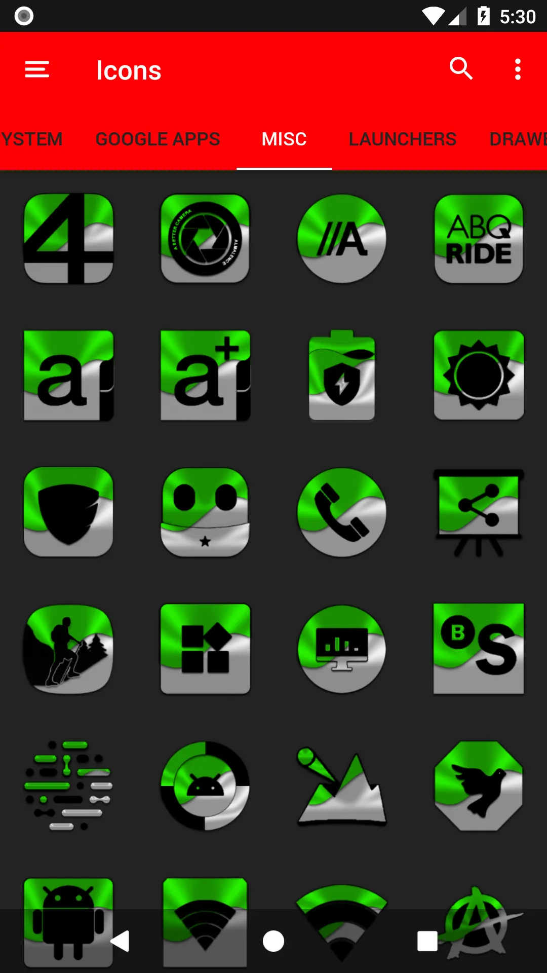 Half Light Green Icon Pack | Indus Appstore | Screenshot