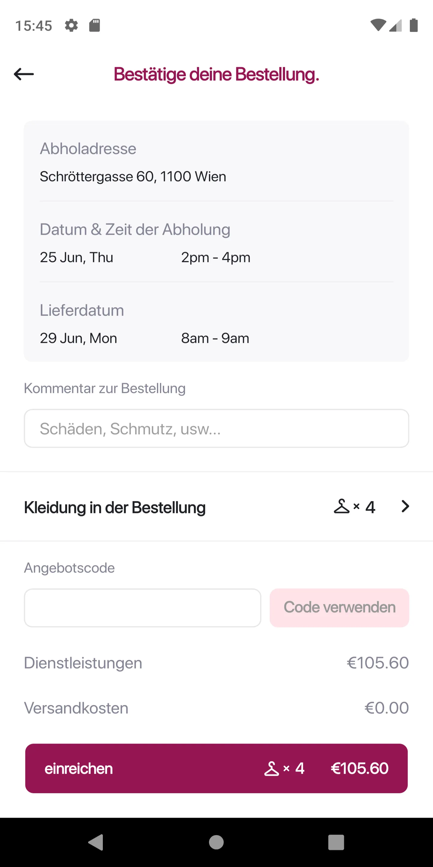 OS Textilreinigung | Indus Appstore | Screenshot