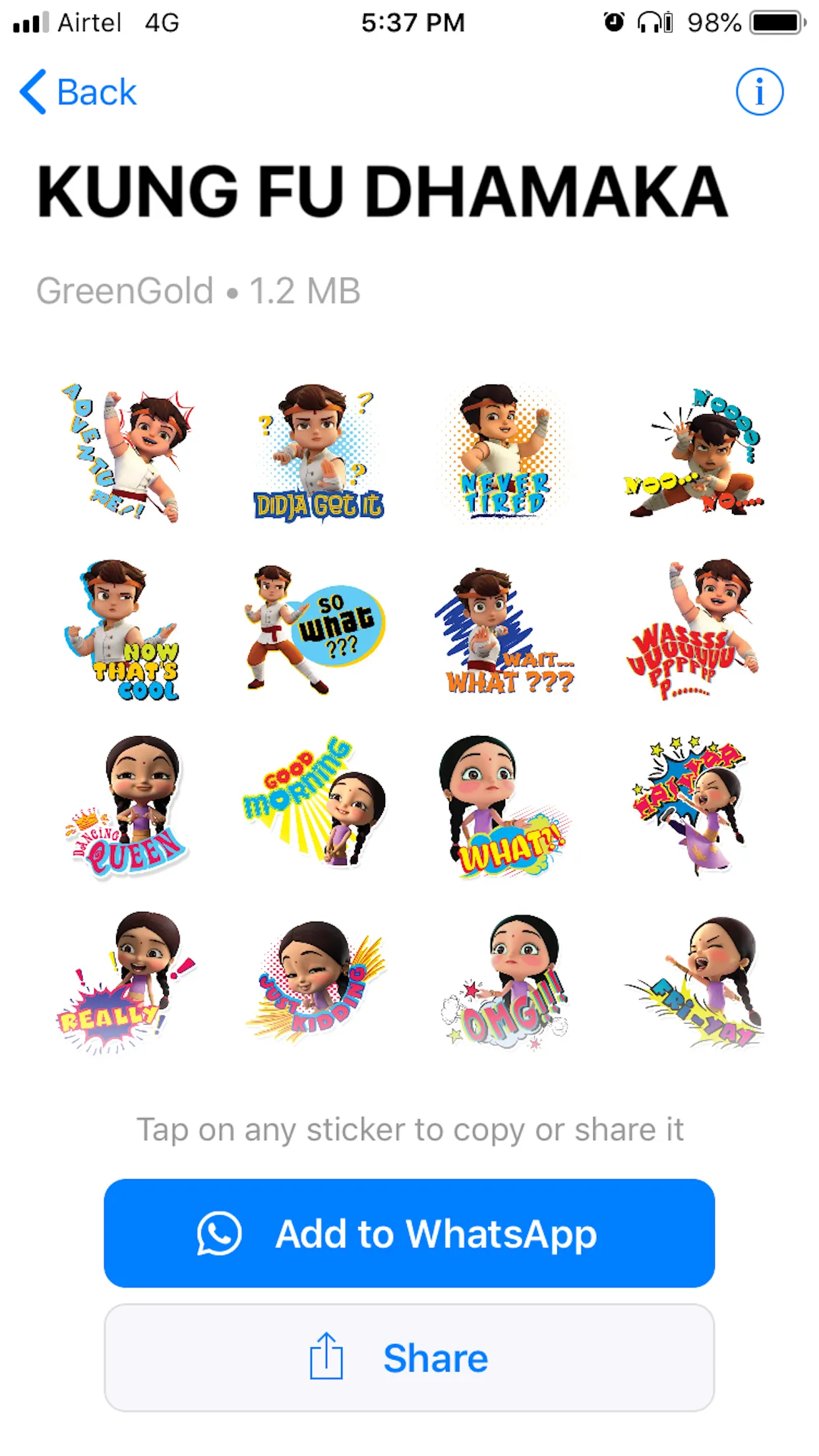 Chhota Bheem WAStickers | Indus Appstore | Screenshot