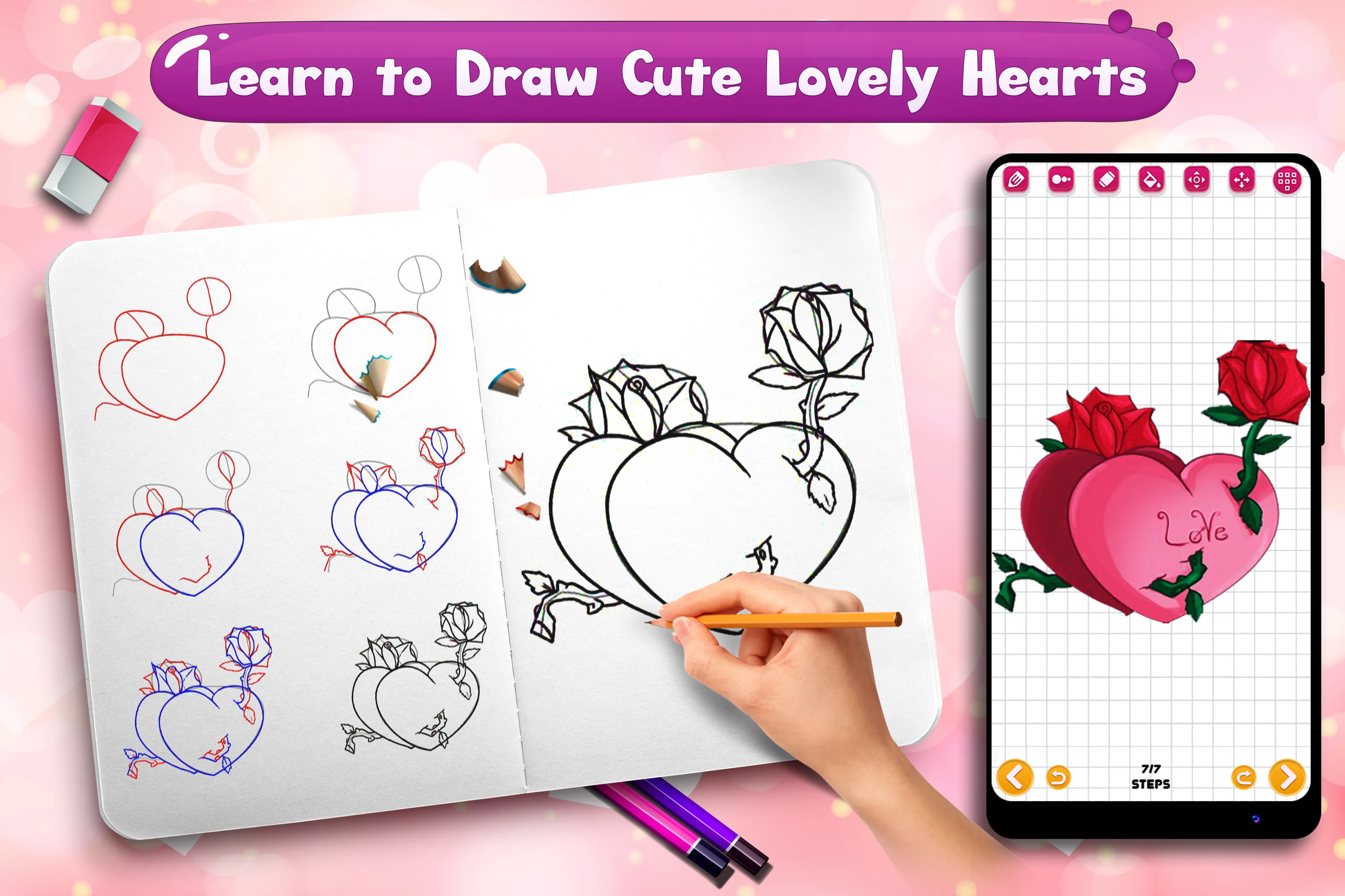 Learn to Draw Lovely Hearts | Indus Appstore | Screenshot