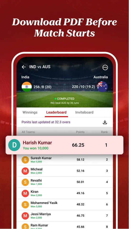 Prime11 Lite: Fantasy Sports | Indus Appstore | Screenshot