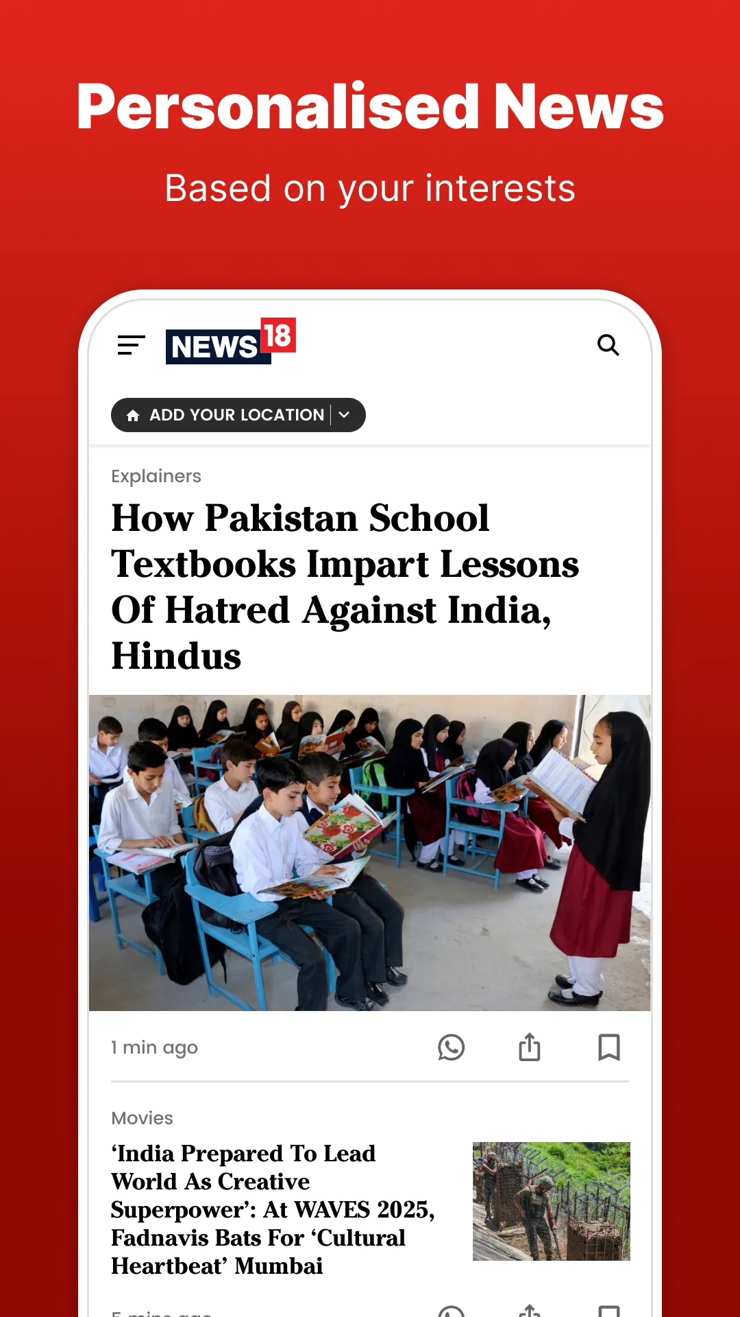 Daily News: News18 Live TV App | Indus Appstore | Screenshot