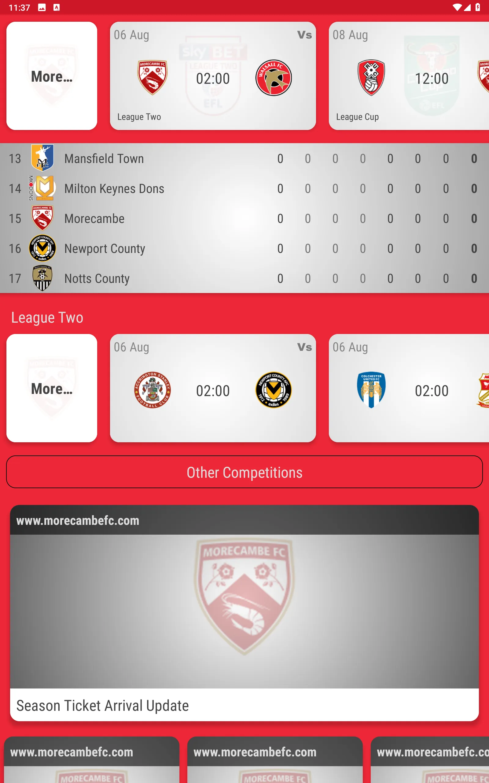 Morecambe FC Fan App | Indus Appstore | Screenshot