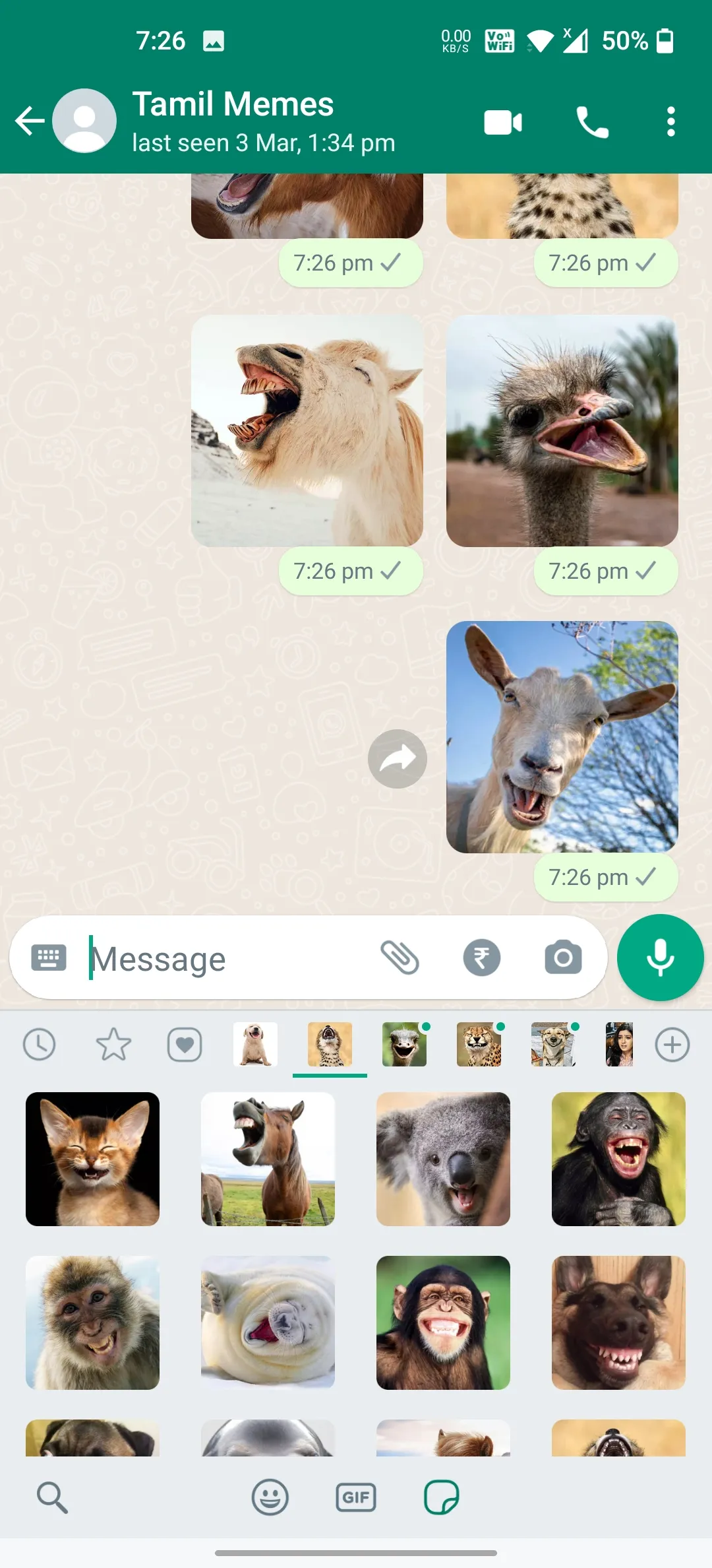 Animals Laughing Stickers | Indus Appstore | Screenshot