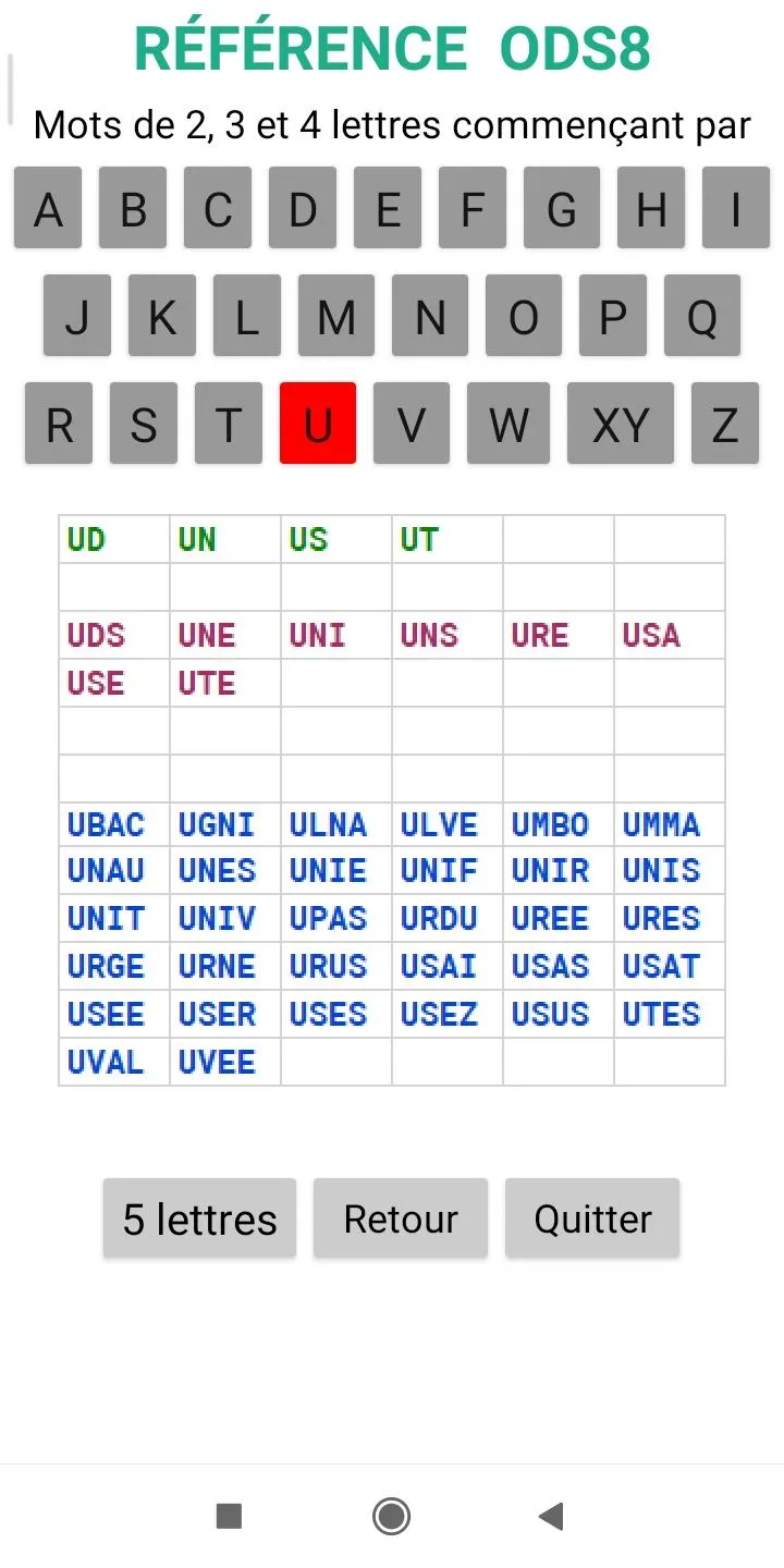 Mots scrabble 2 à 5 lettres | Indus Appstore | Screenshot