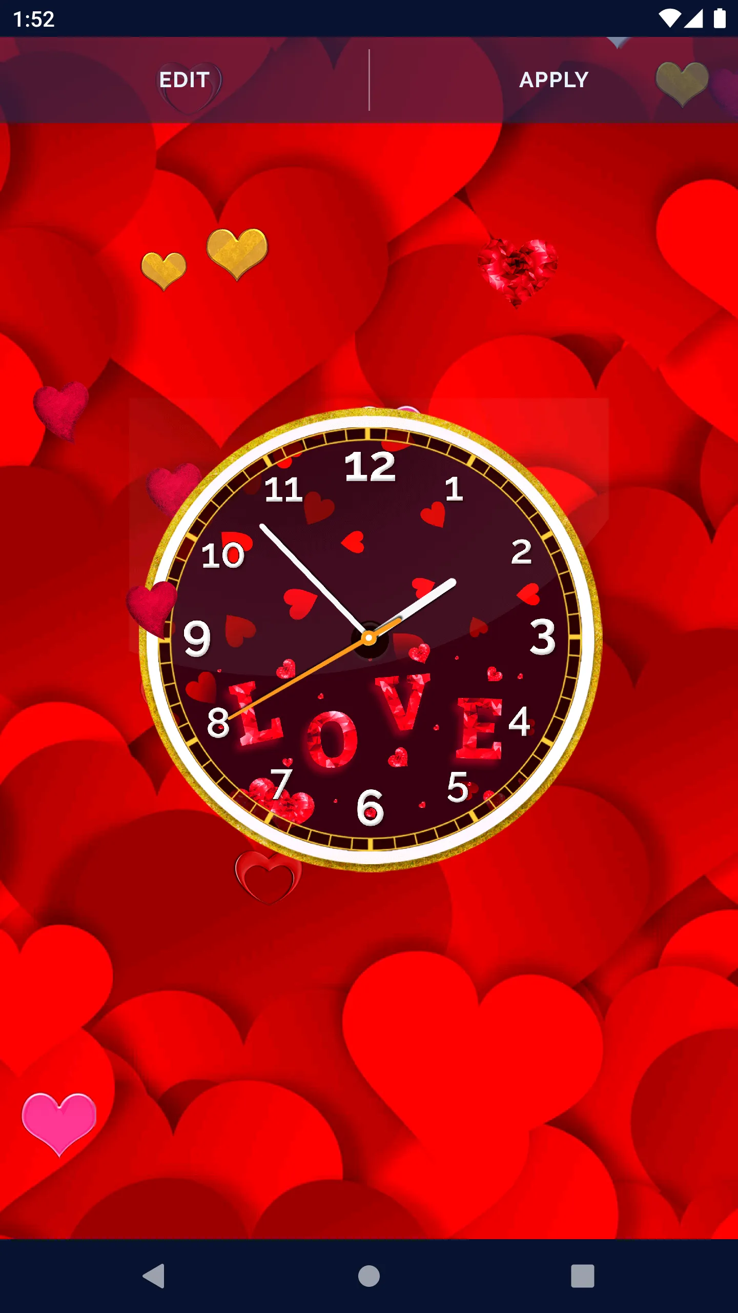 Love Hearts Clock Wallpaper | Indus Appstore | Screenshot