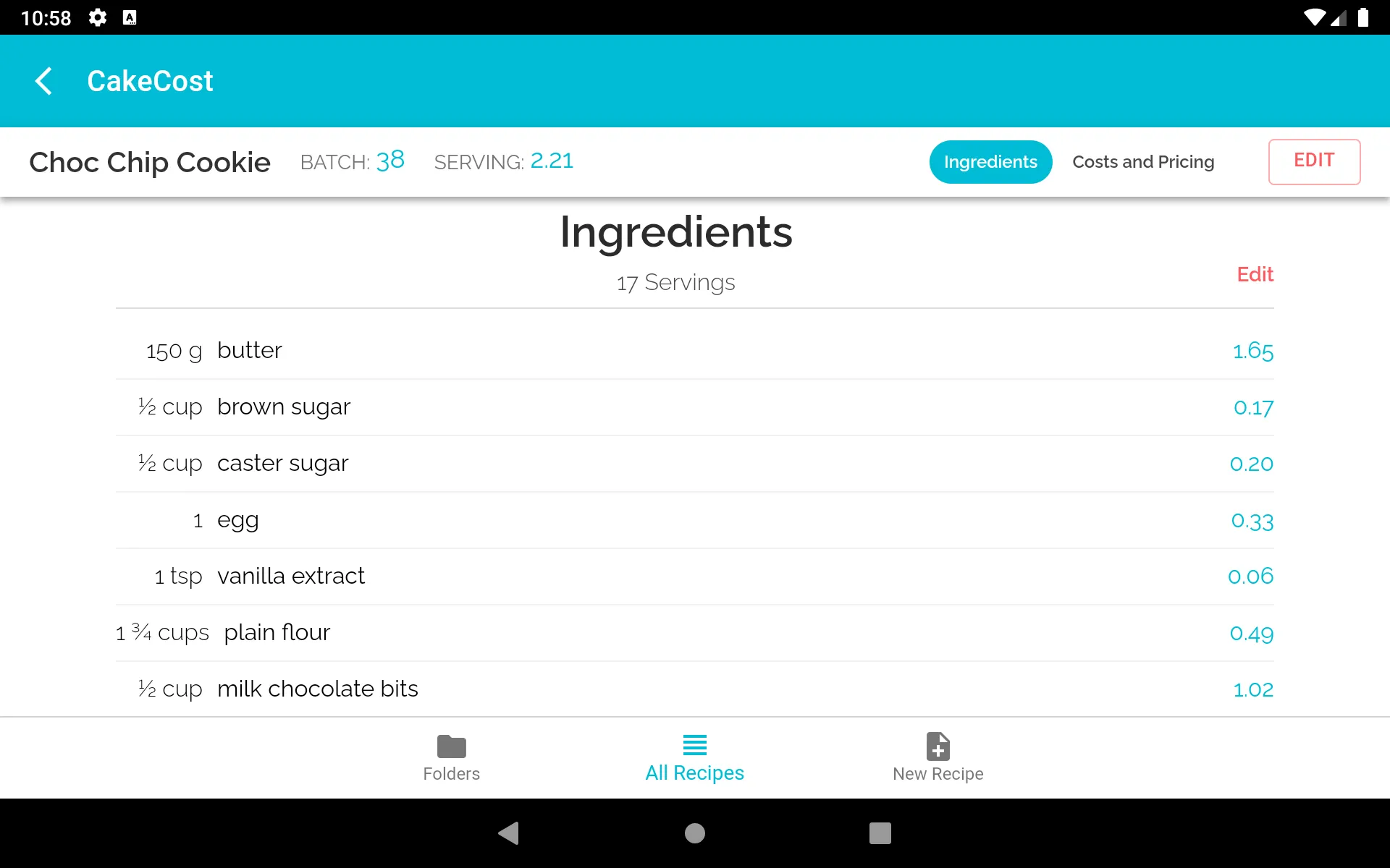CakeCost | Indus Appstore | Screenshot