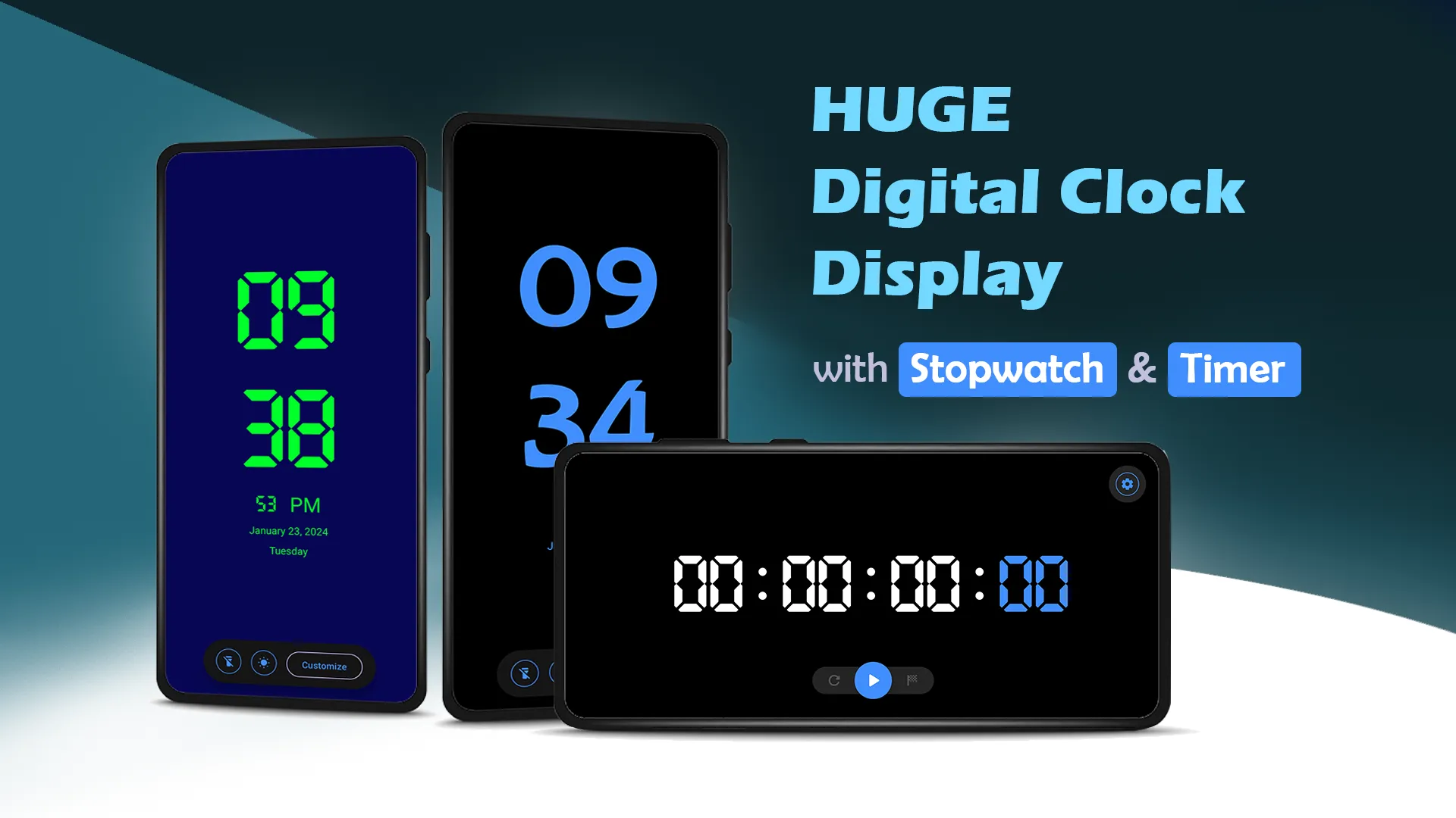 Huge Digital Fullscreen Clock | Indus Appstore | Screenshot