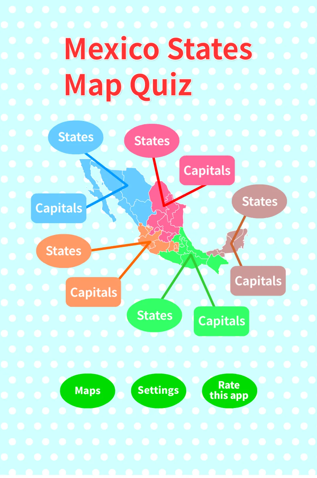 Mexico States Map Quiz | Indus Appstore | Screenshot