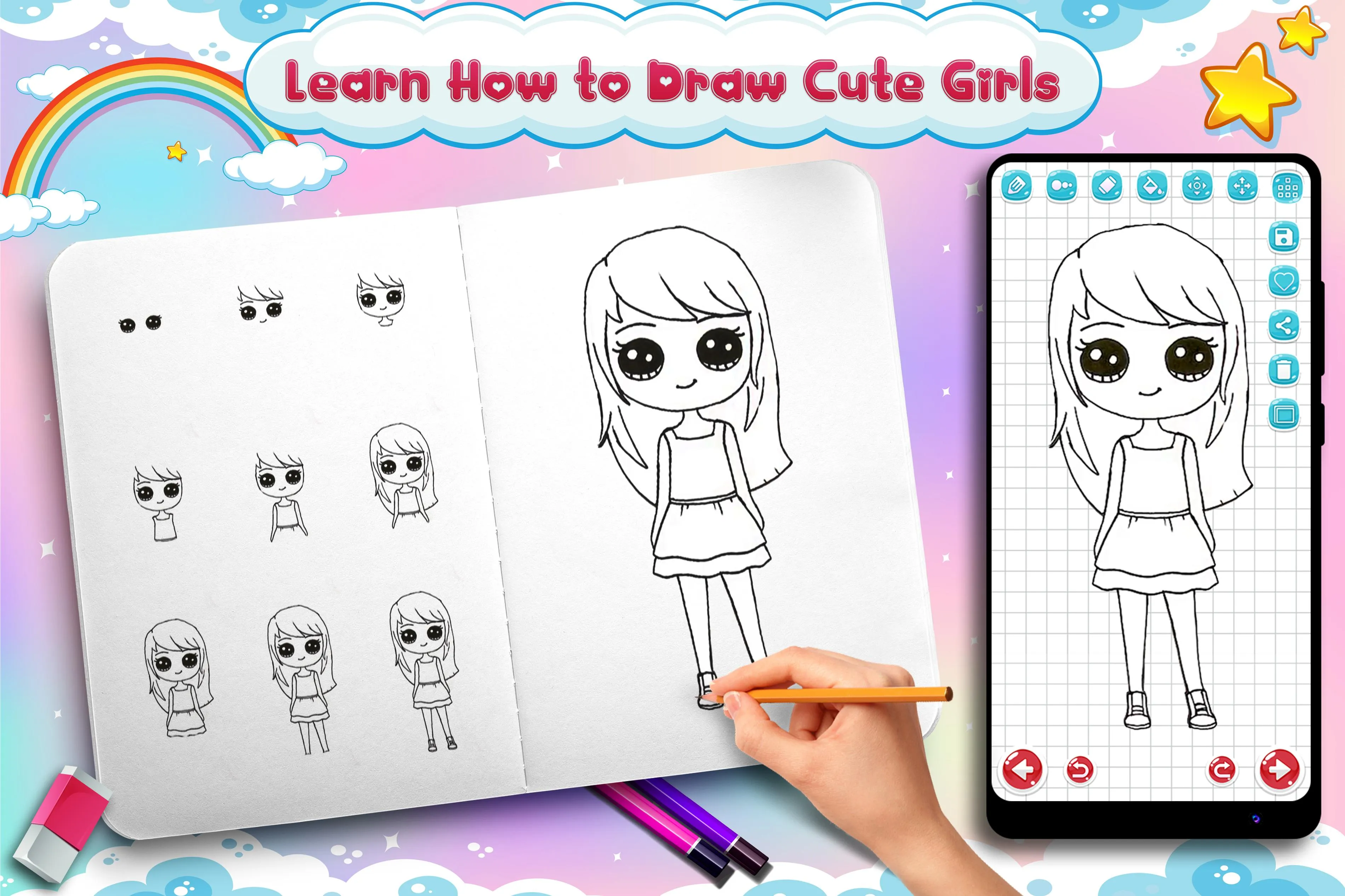 Learn to Draw Cute Girls | Indus Appstore | Screenshot