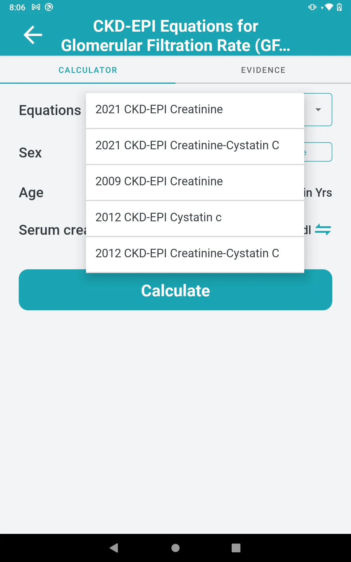 eGFR Calculator | Indus Appstore | Screenshot
