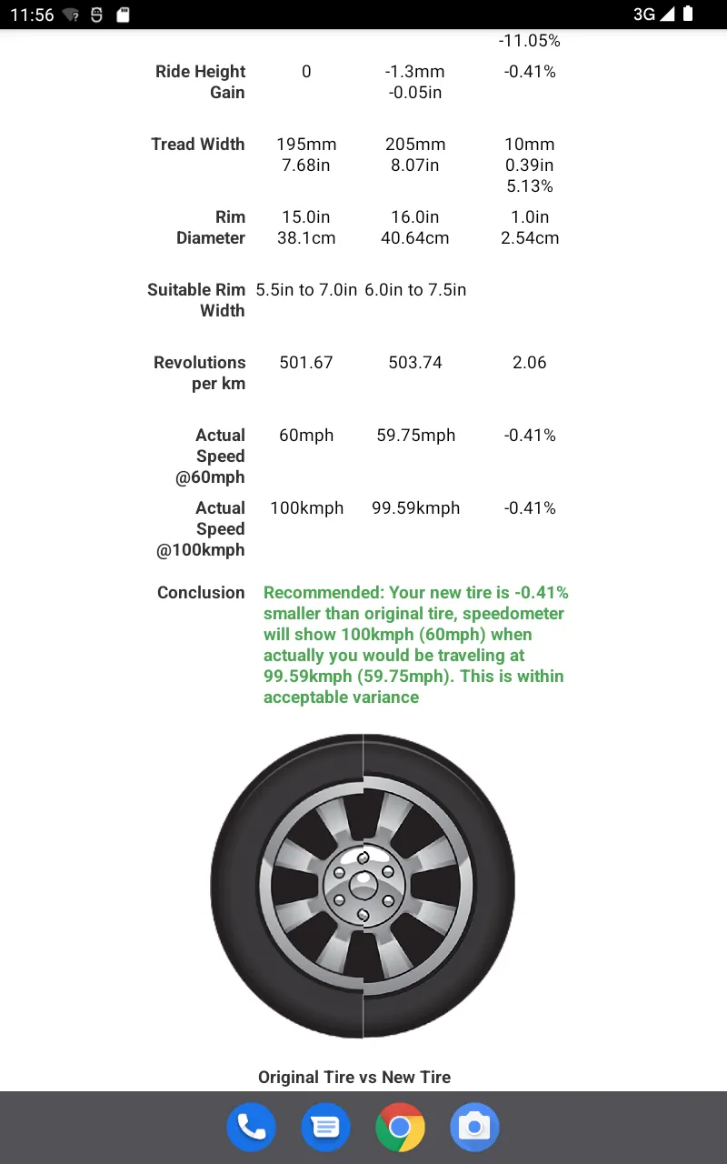 Tire Size Calculator | Indus Appstore | Screenshot