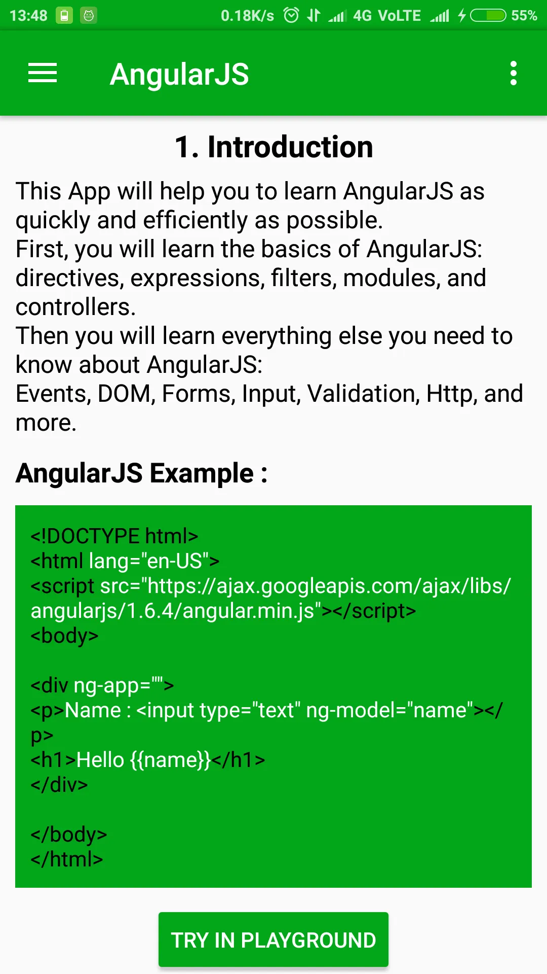 AngularJS Playground | Indus Appstore | Screenshot