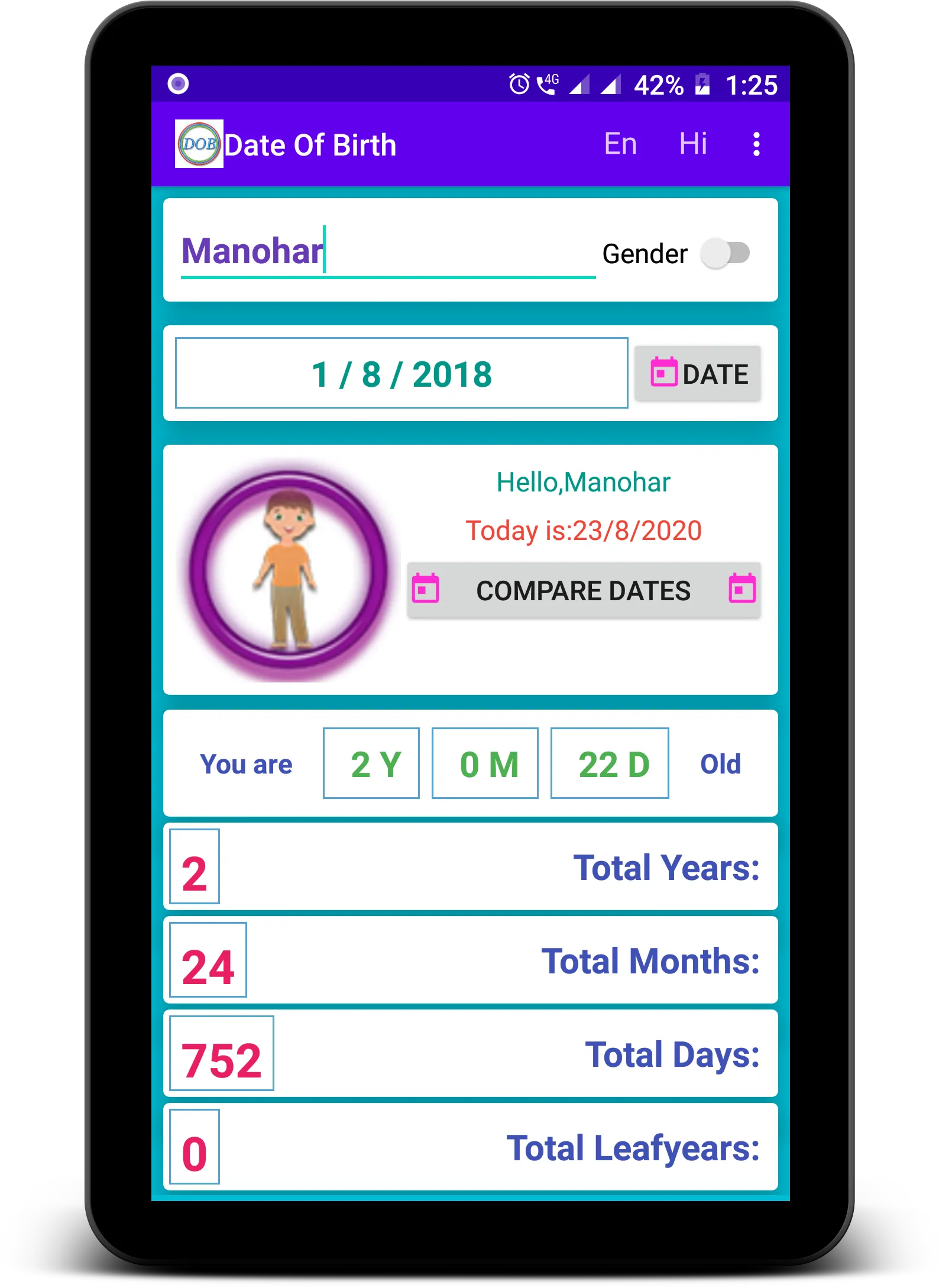 DOB Date of Birth and Age Cal | Indus Appstore | Screenshot