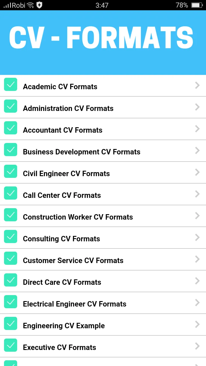 CV Formats: PDF CV Templates | Indus Appstore | Screenshot