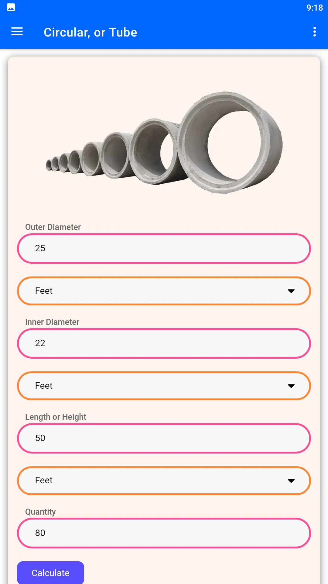 Concrete Mixing Calculator | Indus Appstore | Screenshot