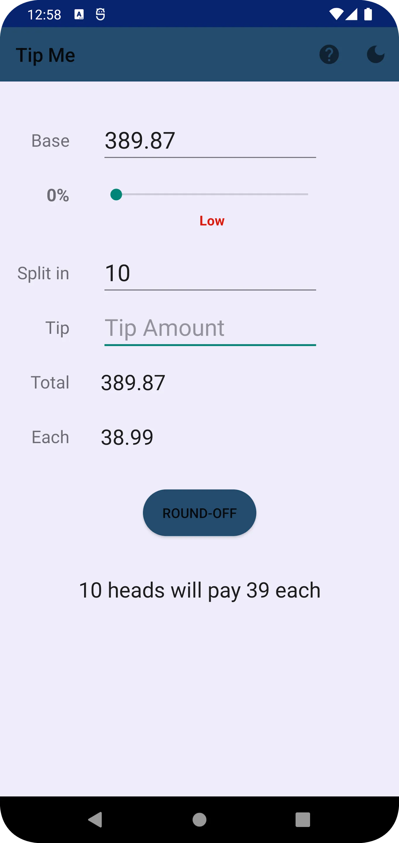 Tip Me: Simple Tip Calculator | Indus Appstore | Screenshot