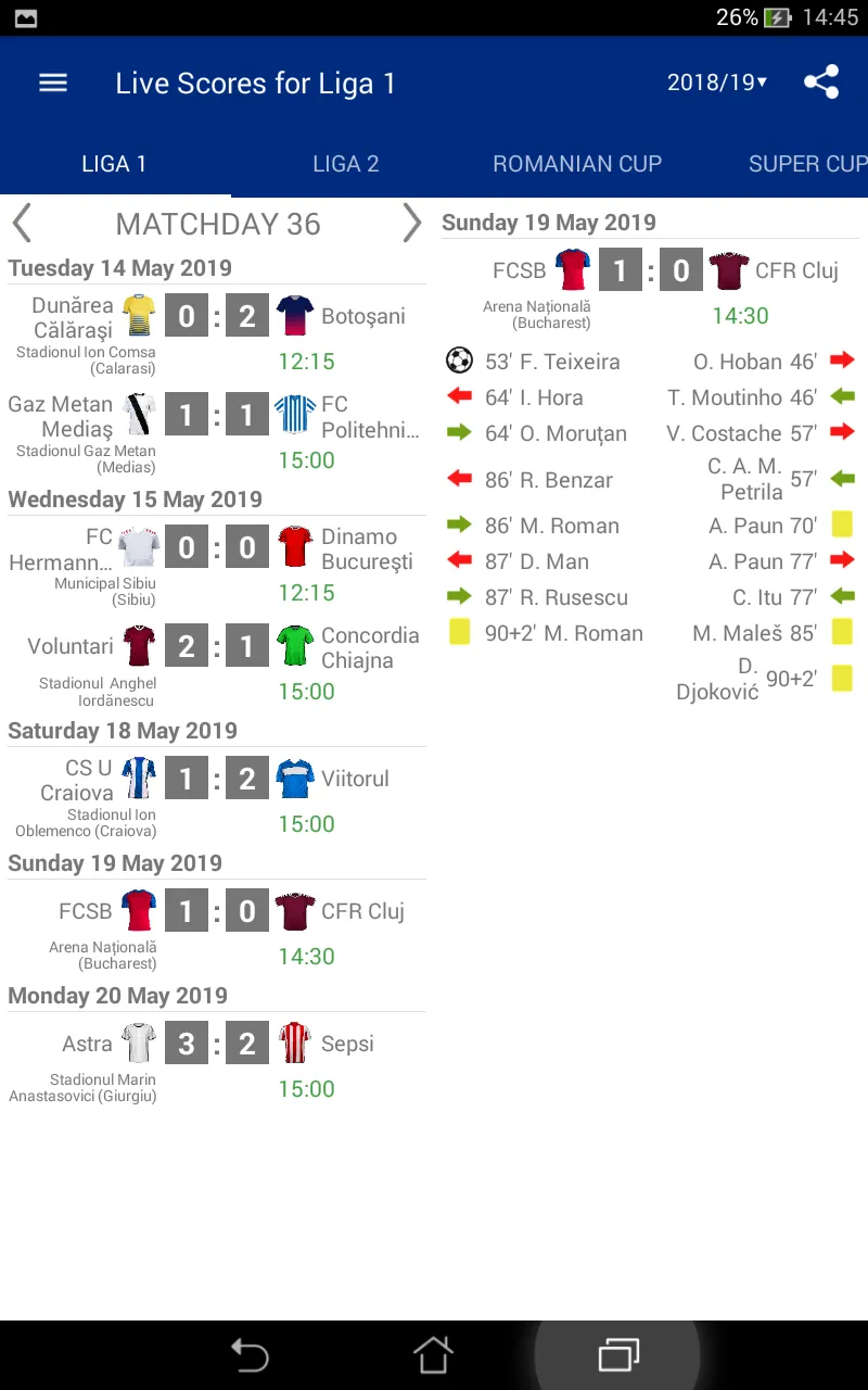 Live Scores for Liga 1 Romania | Indus Appstore | Screenshot