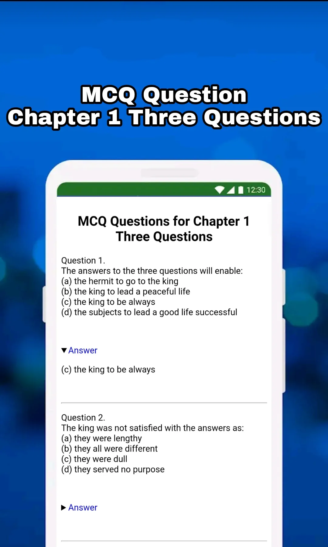 7th Class English Solution MCQ | Indus Appstore | Screenshot