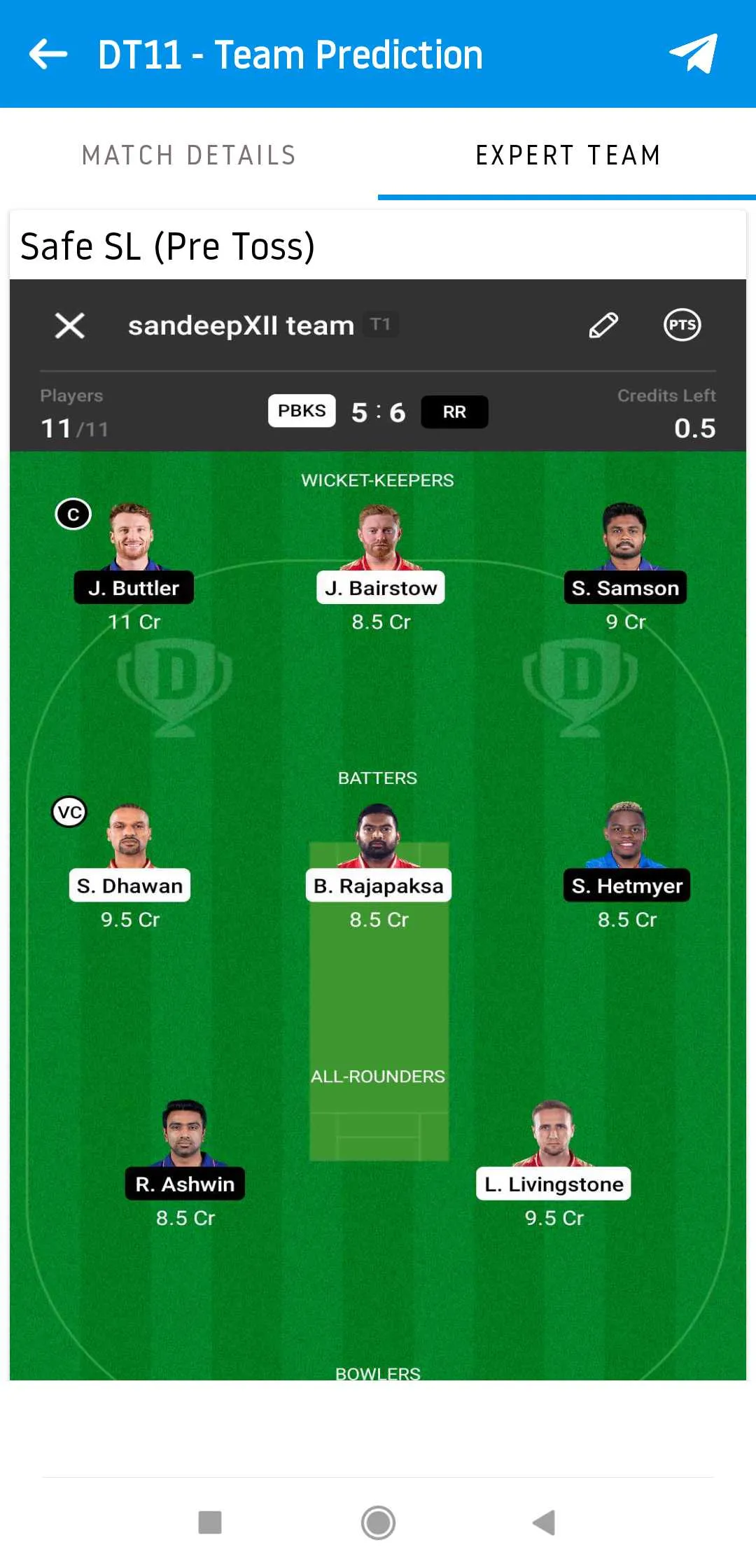 DT11 - Team Prediction | Indus Appstore | Screenshot