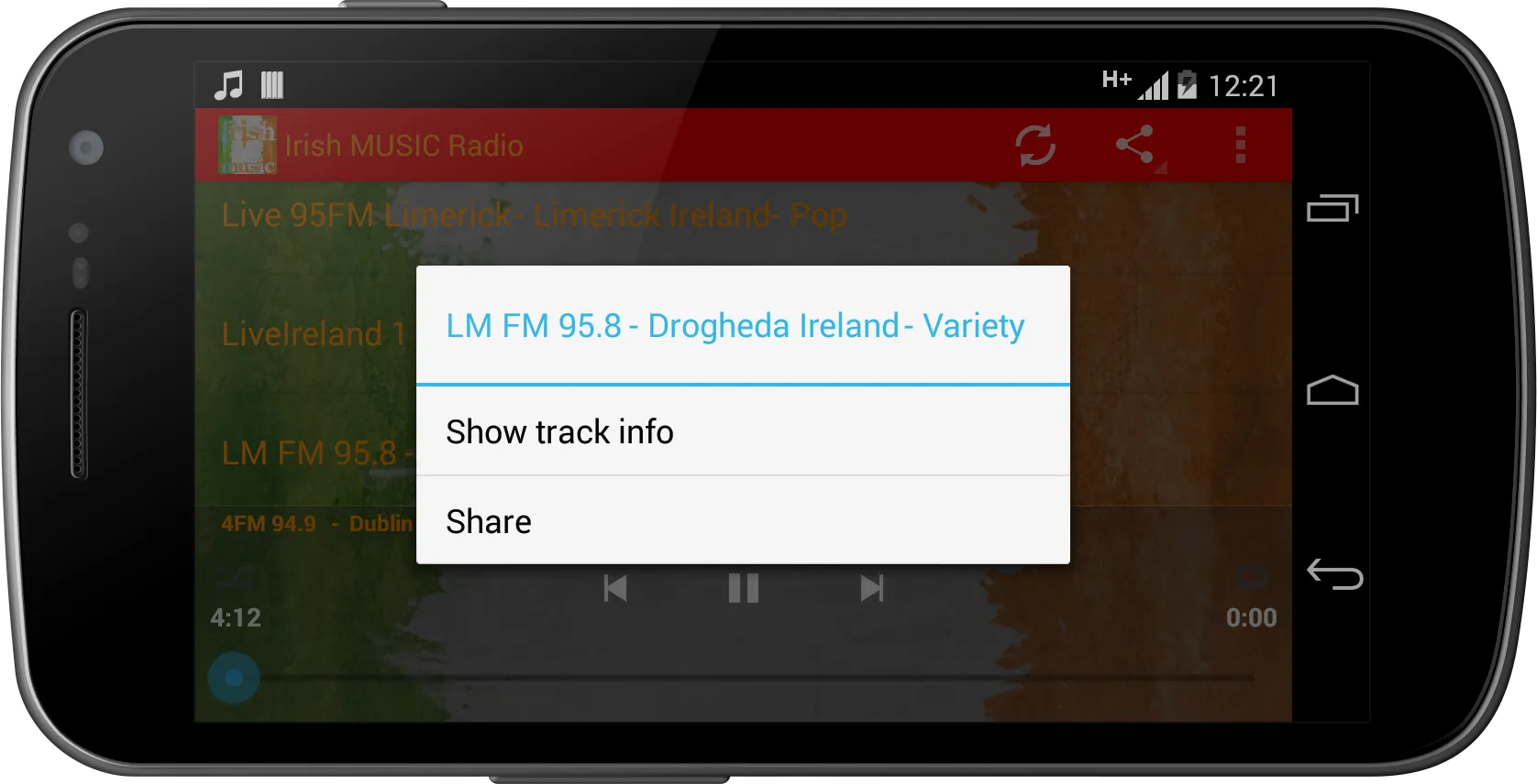 Irish Ireland MUSIC Radio | Indus Appstore | Screenshot