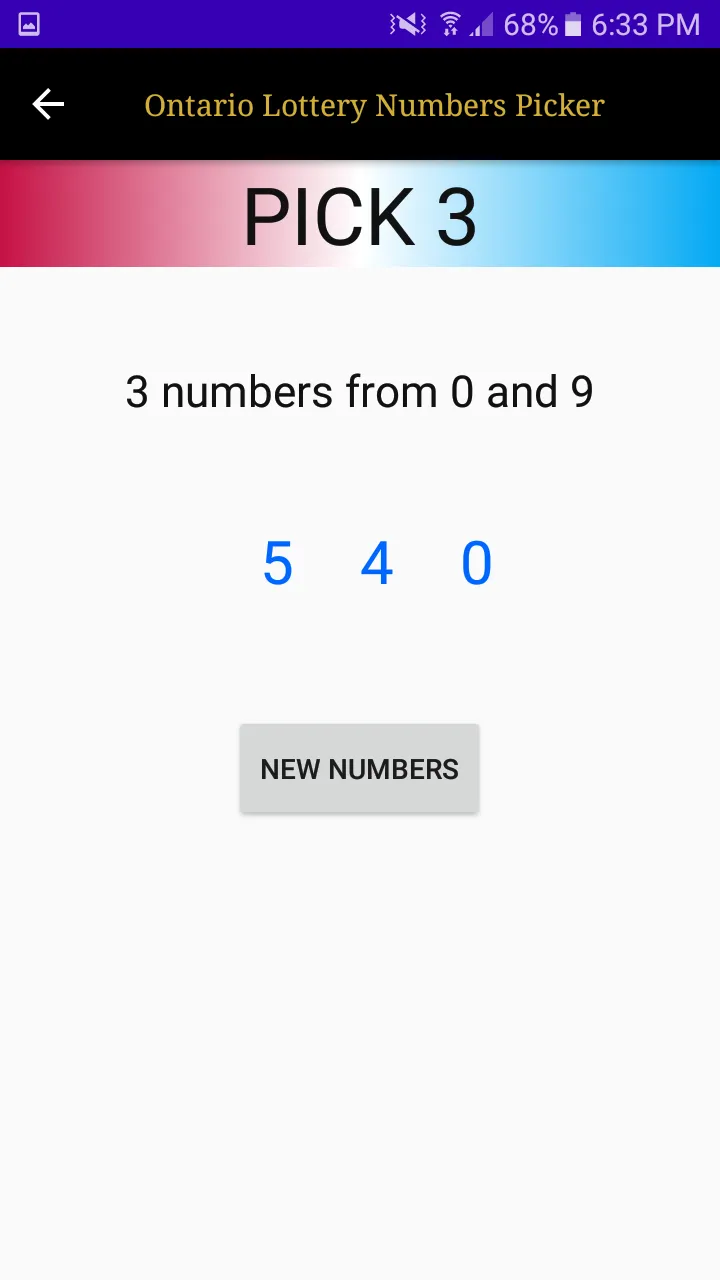 Ontario Lottery Numbers Picker | Indus Appstore | Screenshot