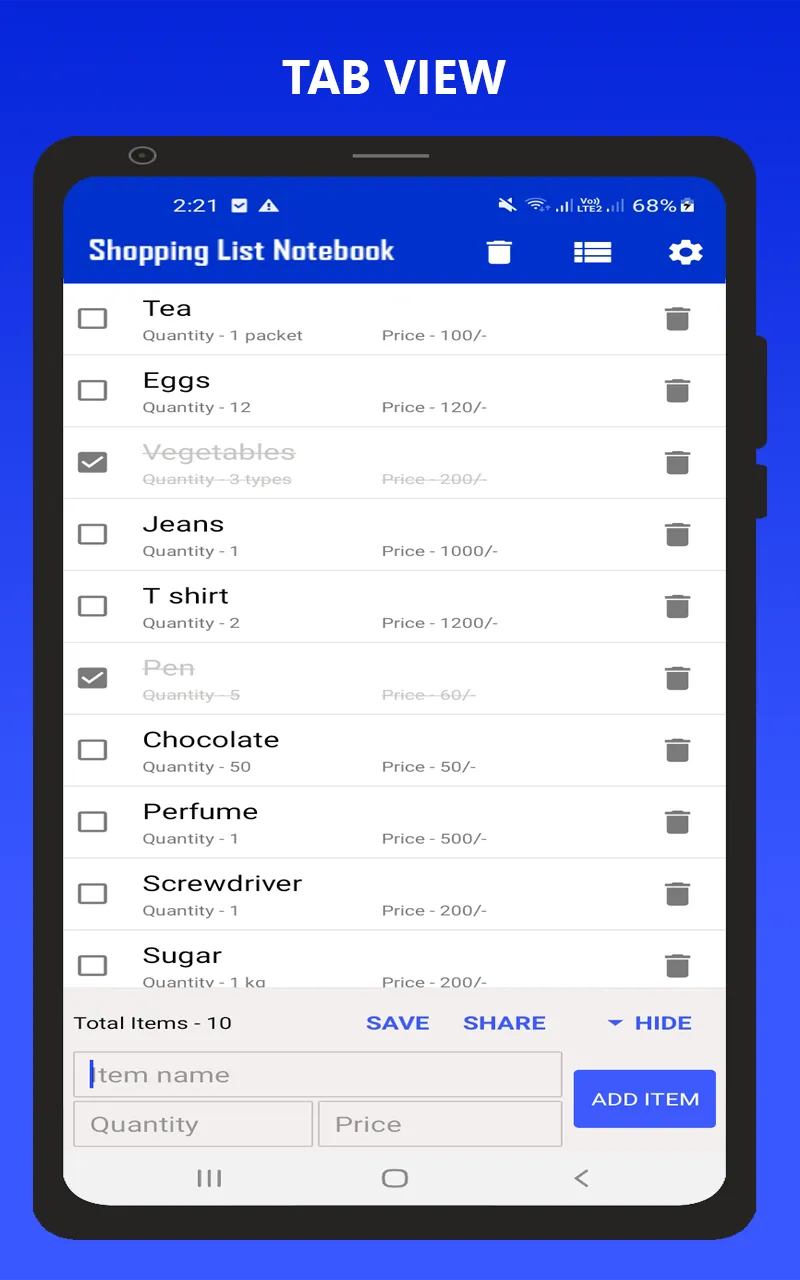 Shopping List Notebook | Indus Appstore | Screenshot