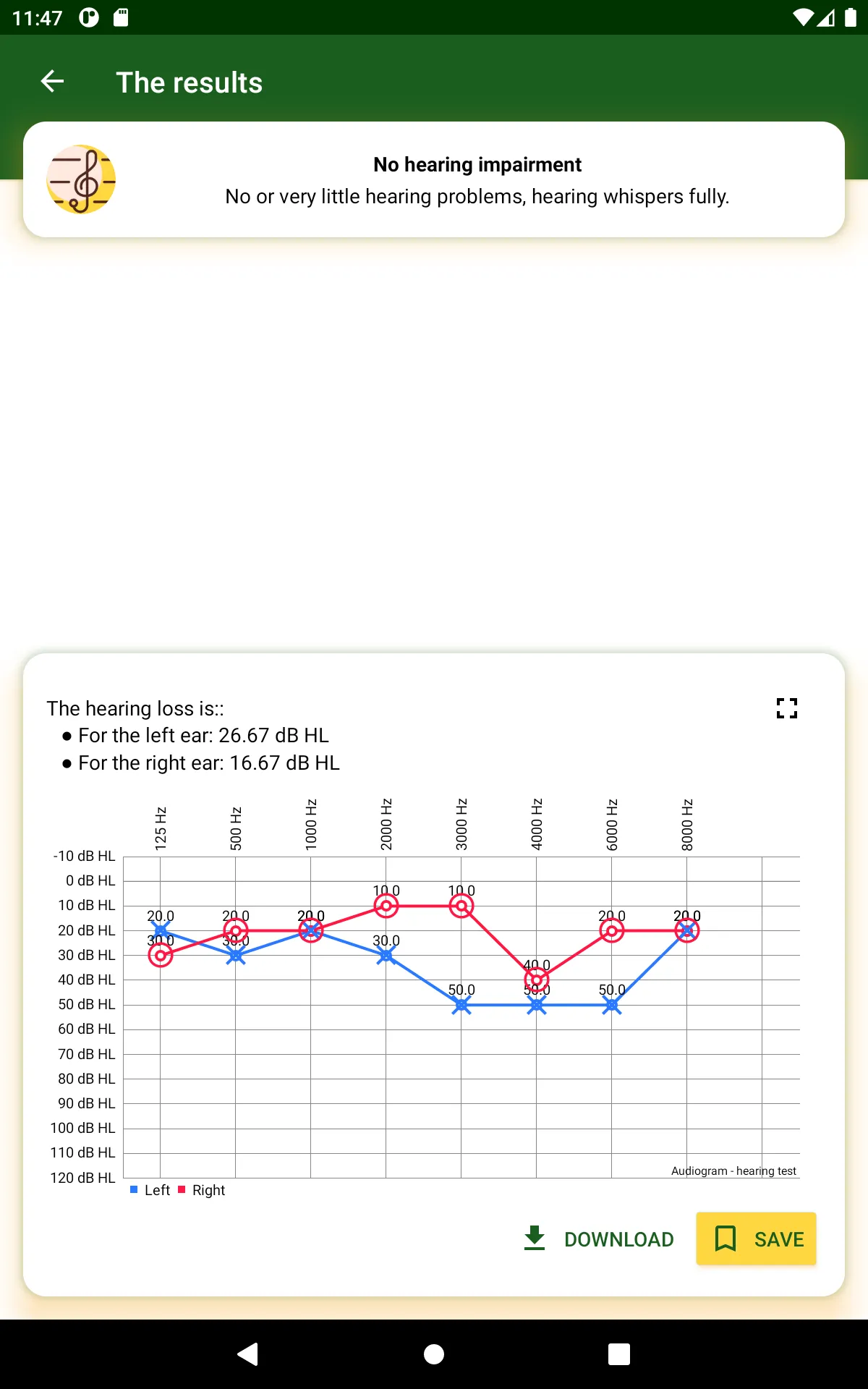 Audiogram - hearing test | Indus Appstore | Screenshot