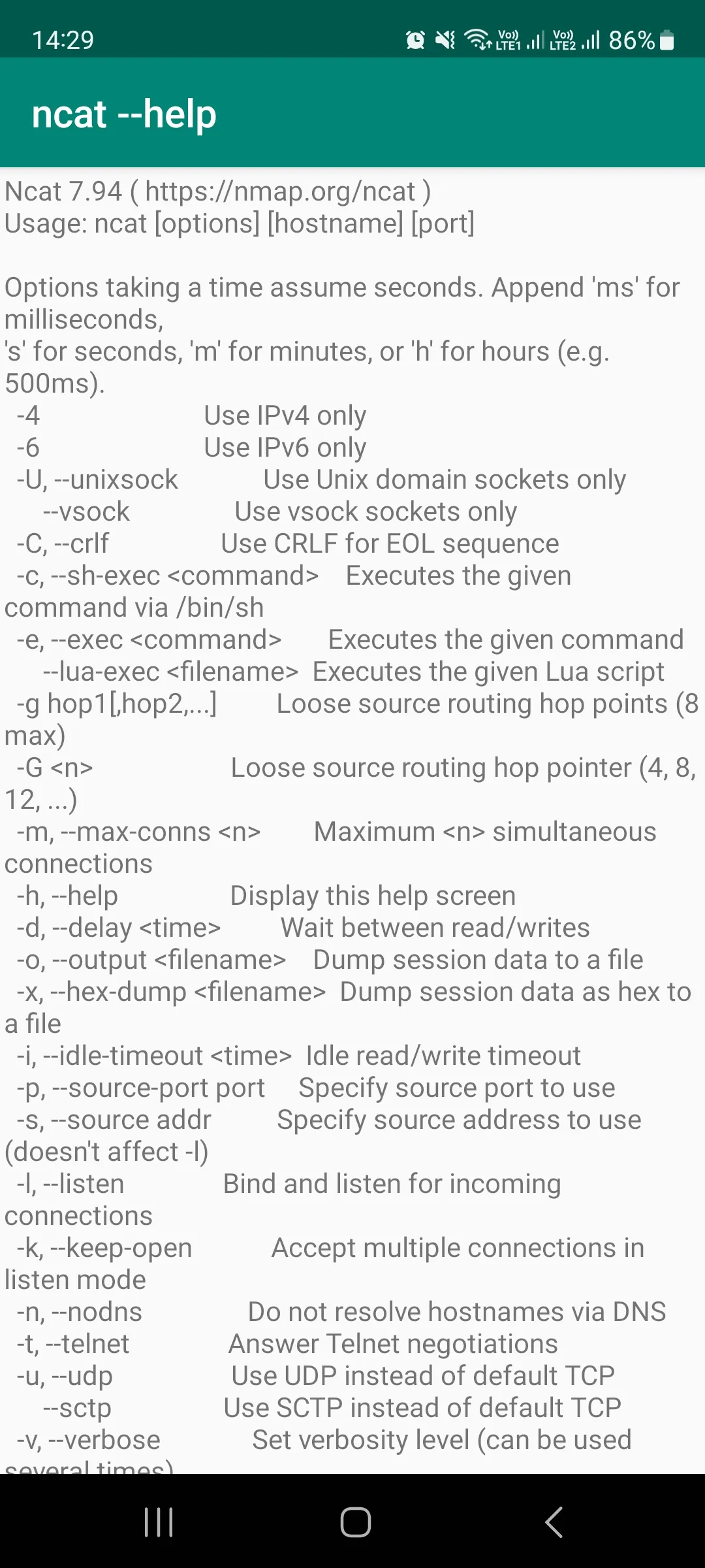 nc - Netcat for Android | Indus Appstore | Screenshot