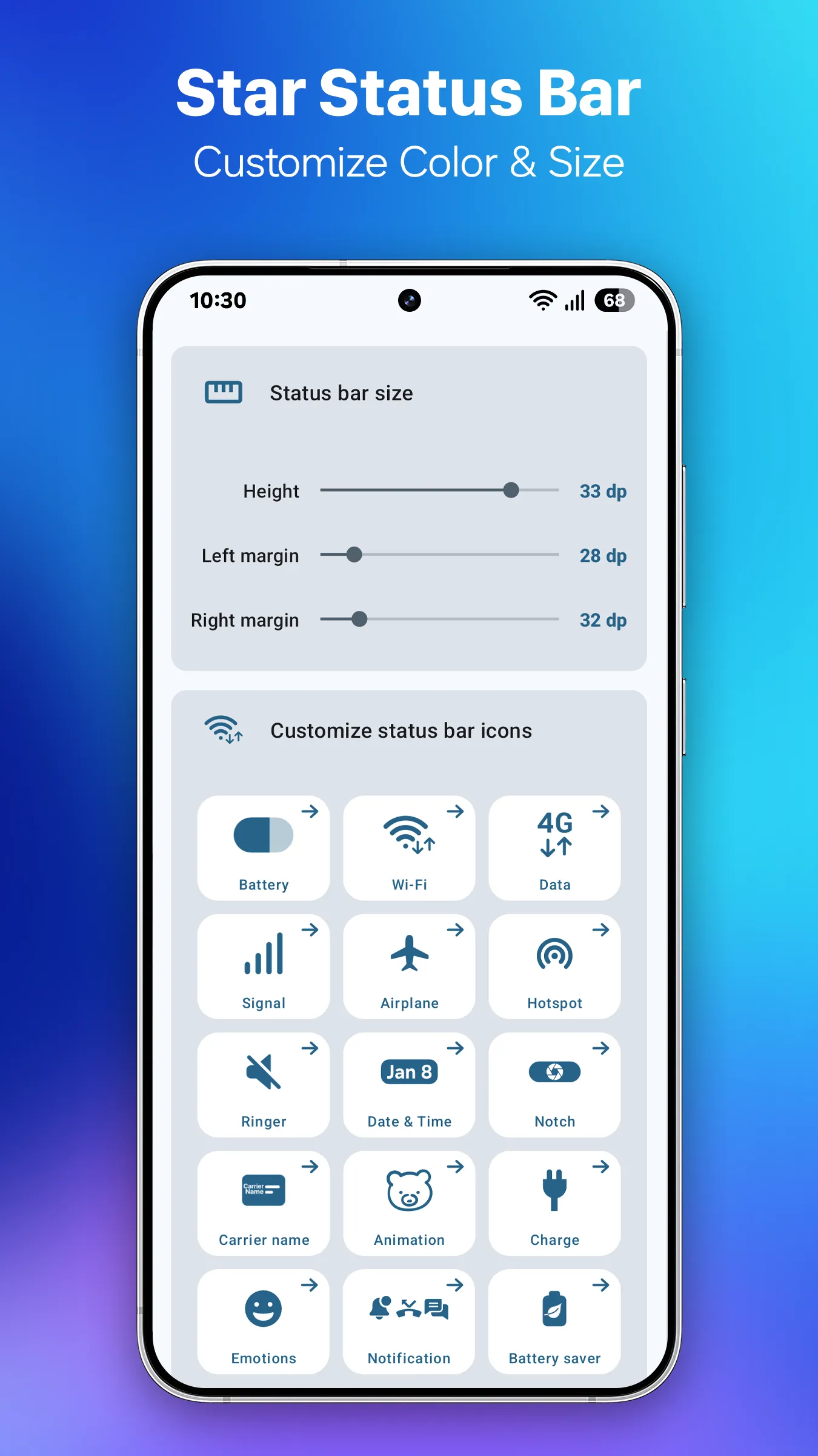 Star Status Bar: Custom Icons | Indus Appstore | Screenshot