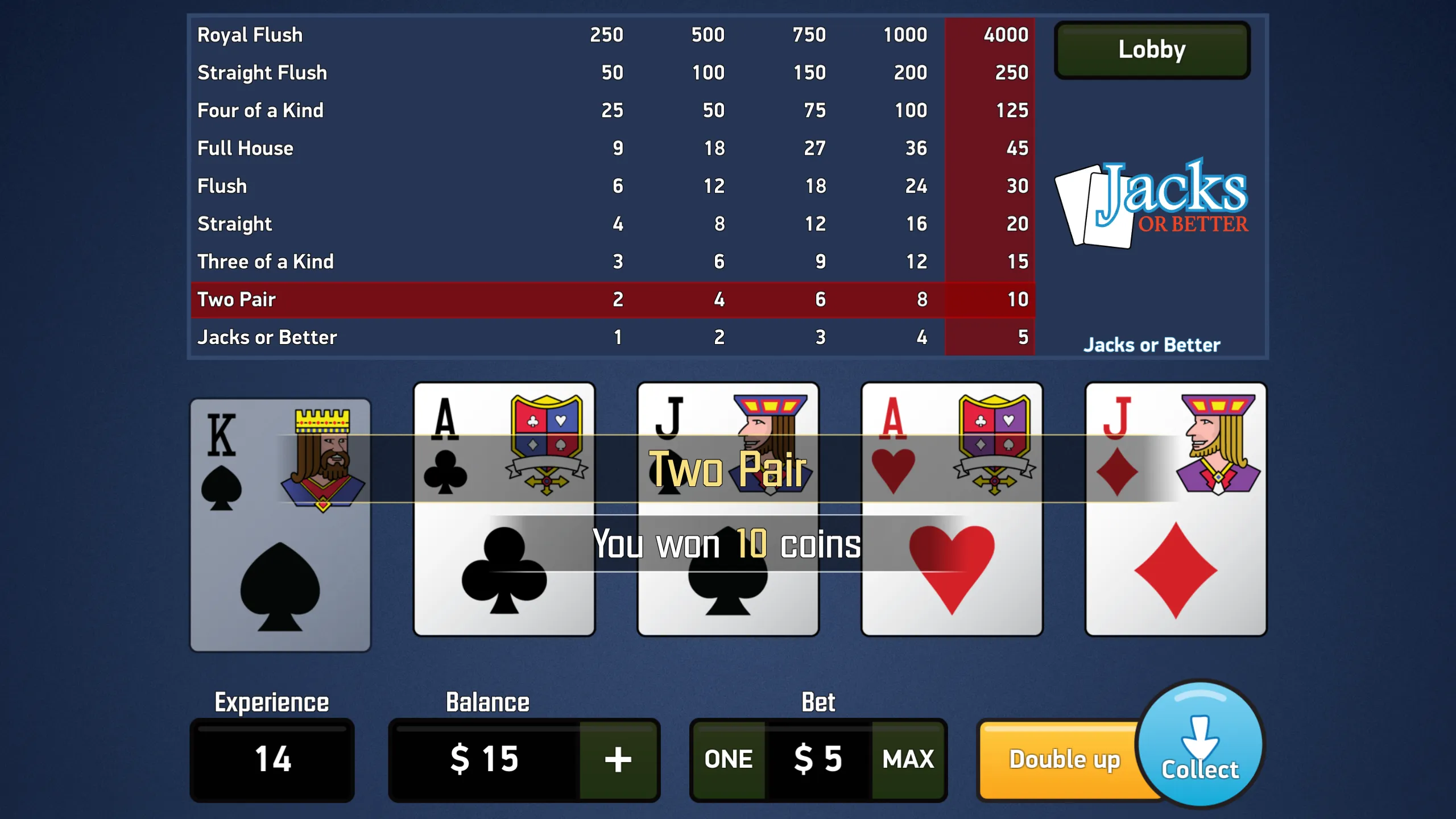 Jacks Or Better - Video Poker | Indus Appstore | Screenshot