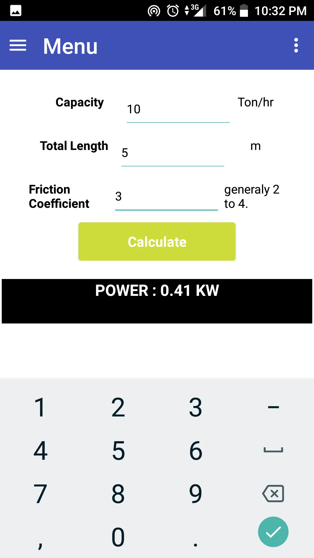 Screw Conveyor Calculator | Indus Appstore | Screenshot