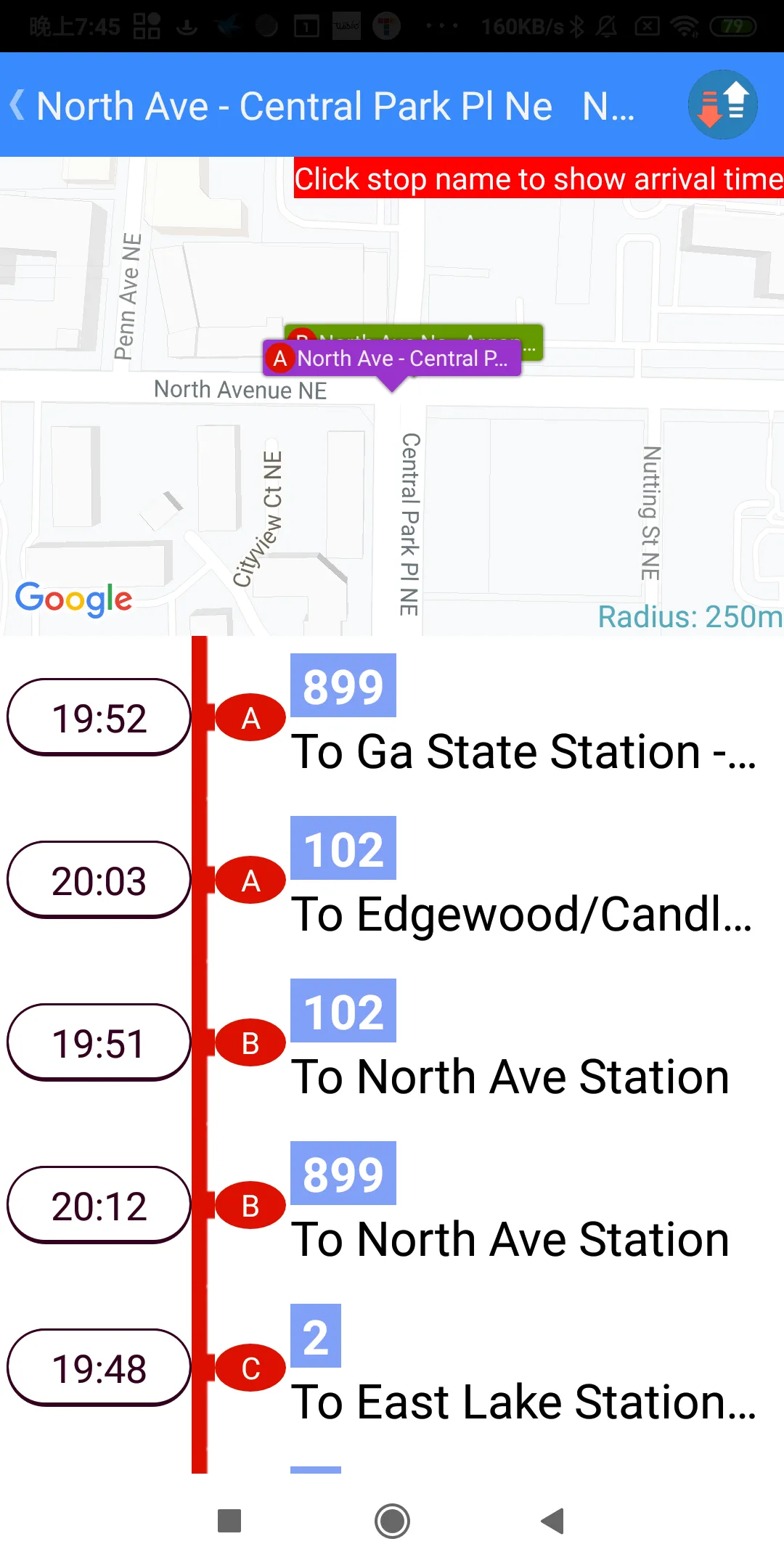 Atlanta Bus Timetable | Indus Appstore | Screenshot