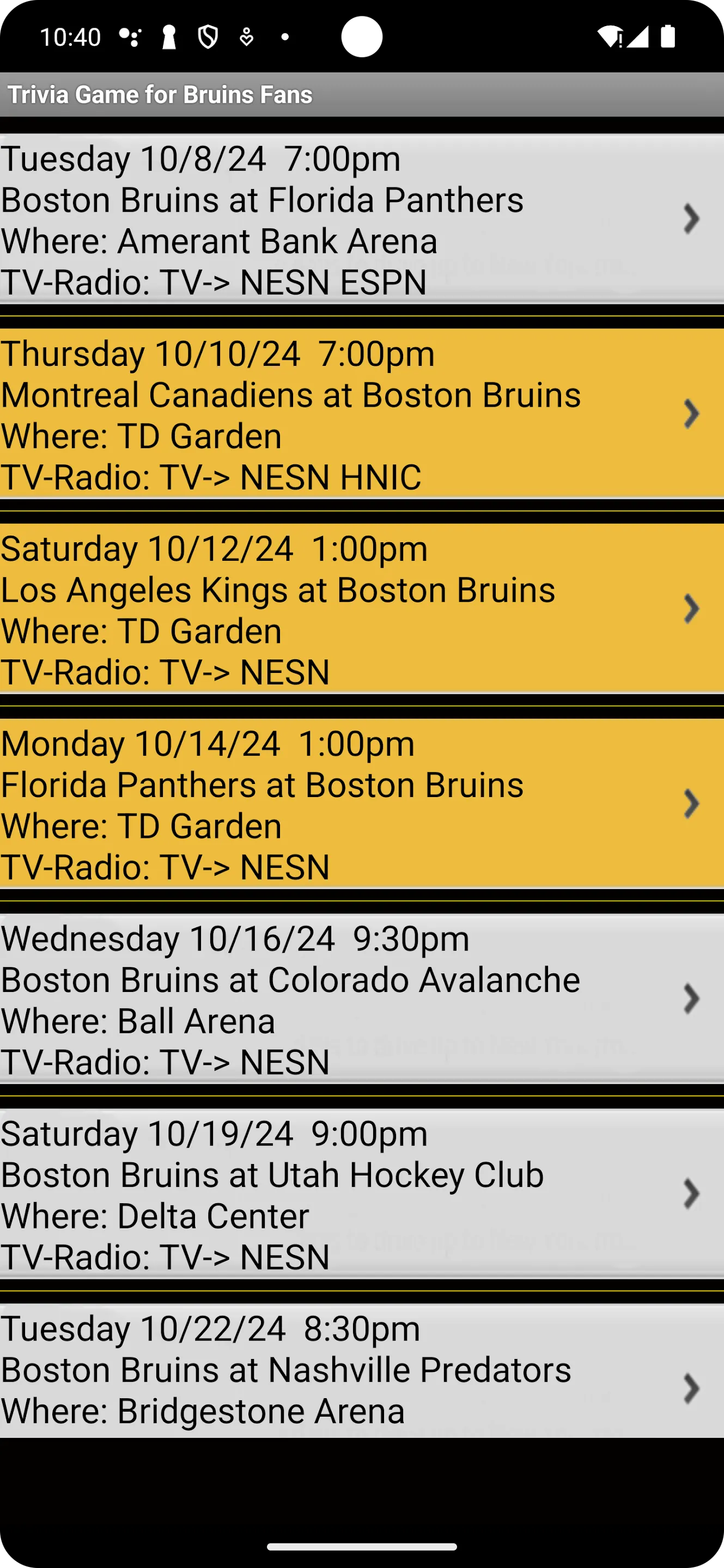 Trivia & Schedule Bruins Fans | Indus Appstore | Screenshot