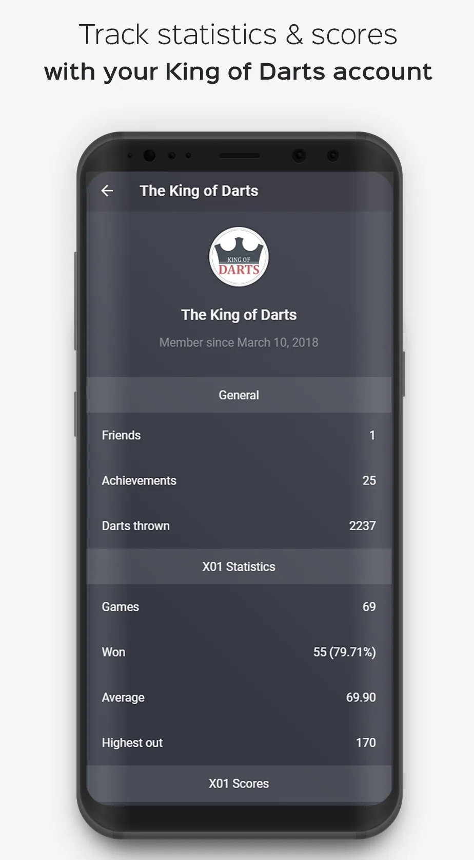 King of Darts scoreboard app | Indus Appstore | Screenshot