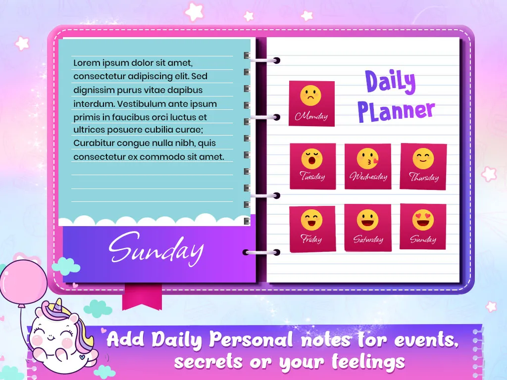 DIY Unicorn Girls Secret Diary | Indus Appstore | Screenshot