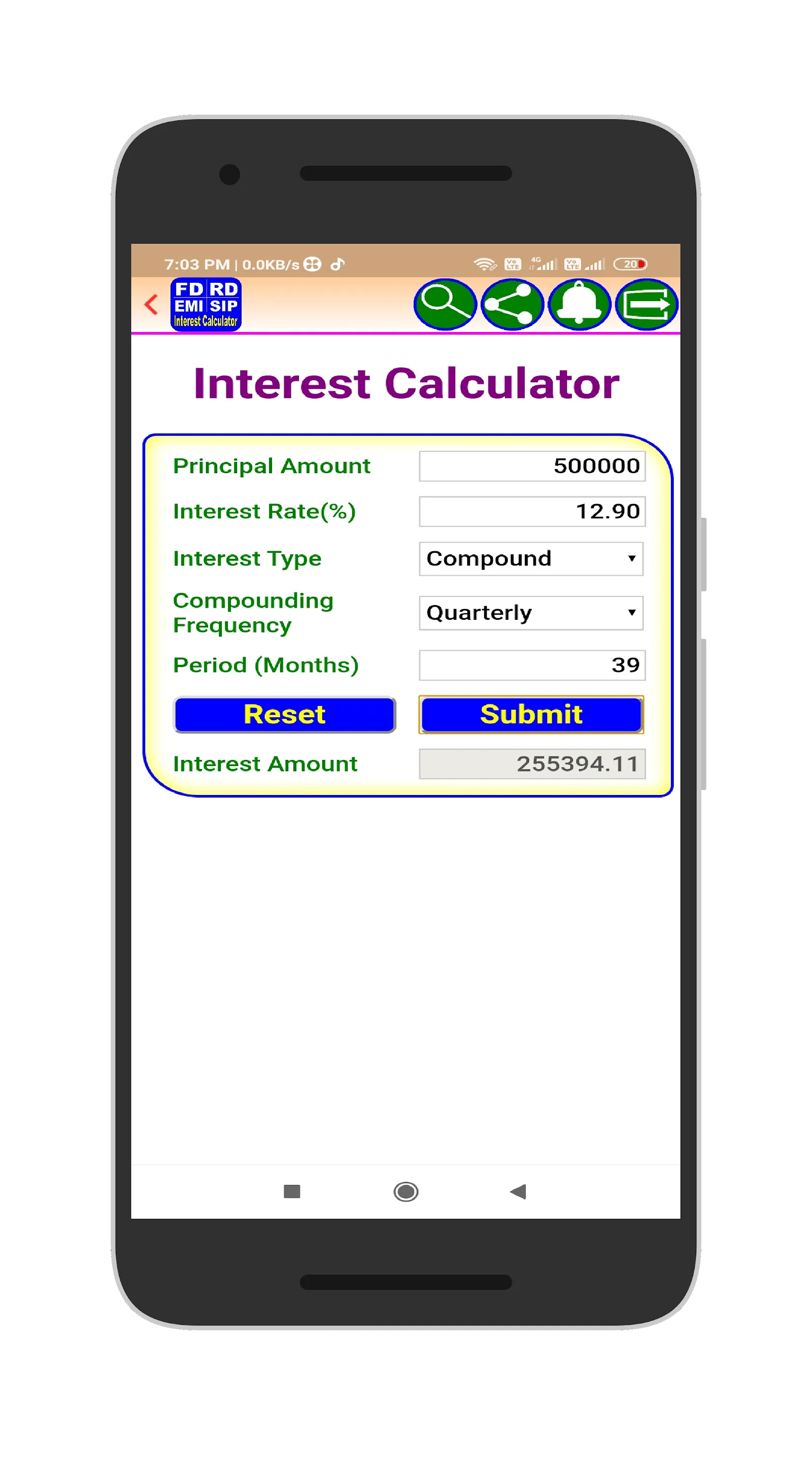 Financial Calculator - EMI FD | Indus Appstore | Screenshot