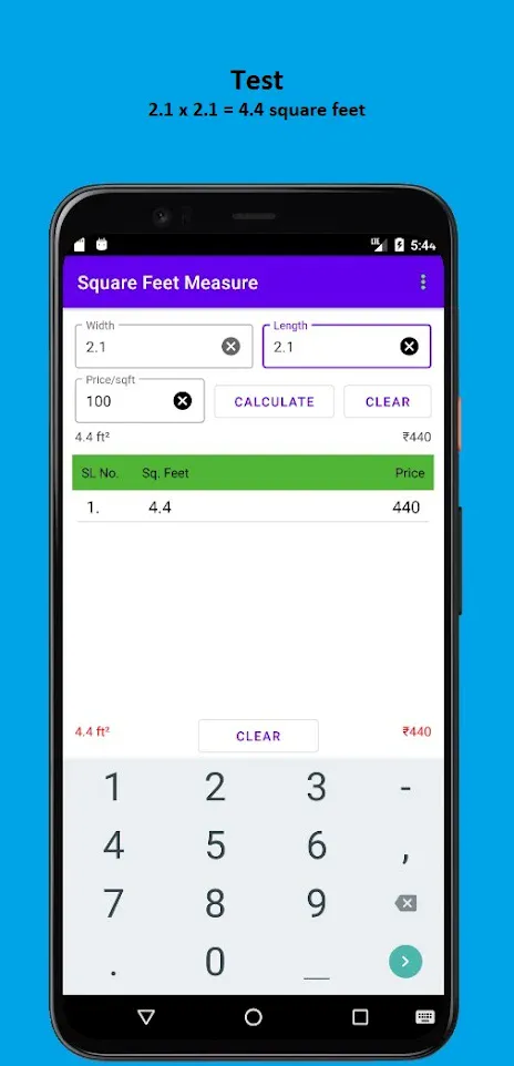 Square Feet Measure | Indus Appstore | Screenshot