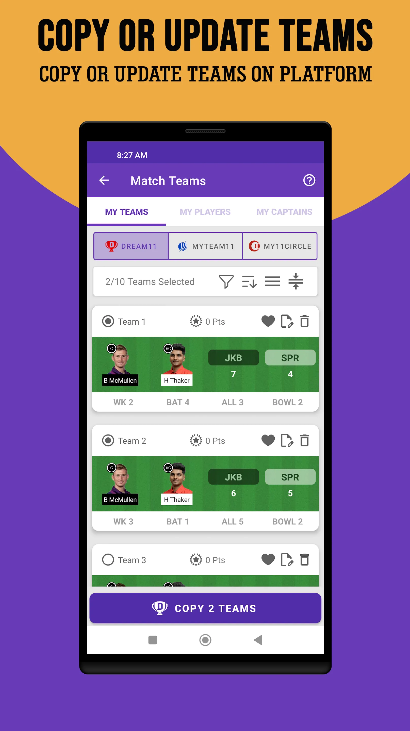 STAR11: Fantasy Team Generator | Indus Appstore | Screenshot