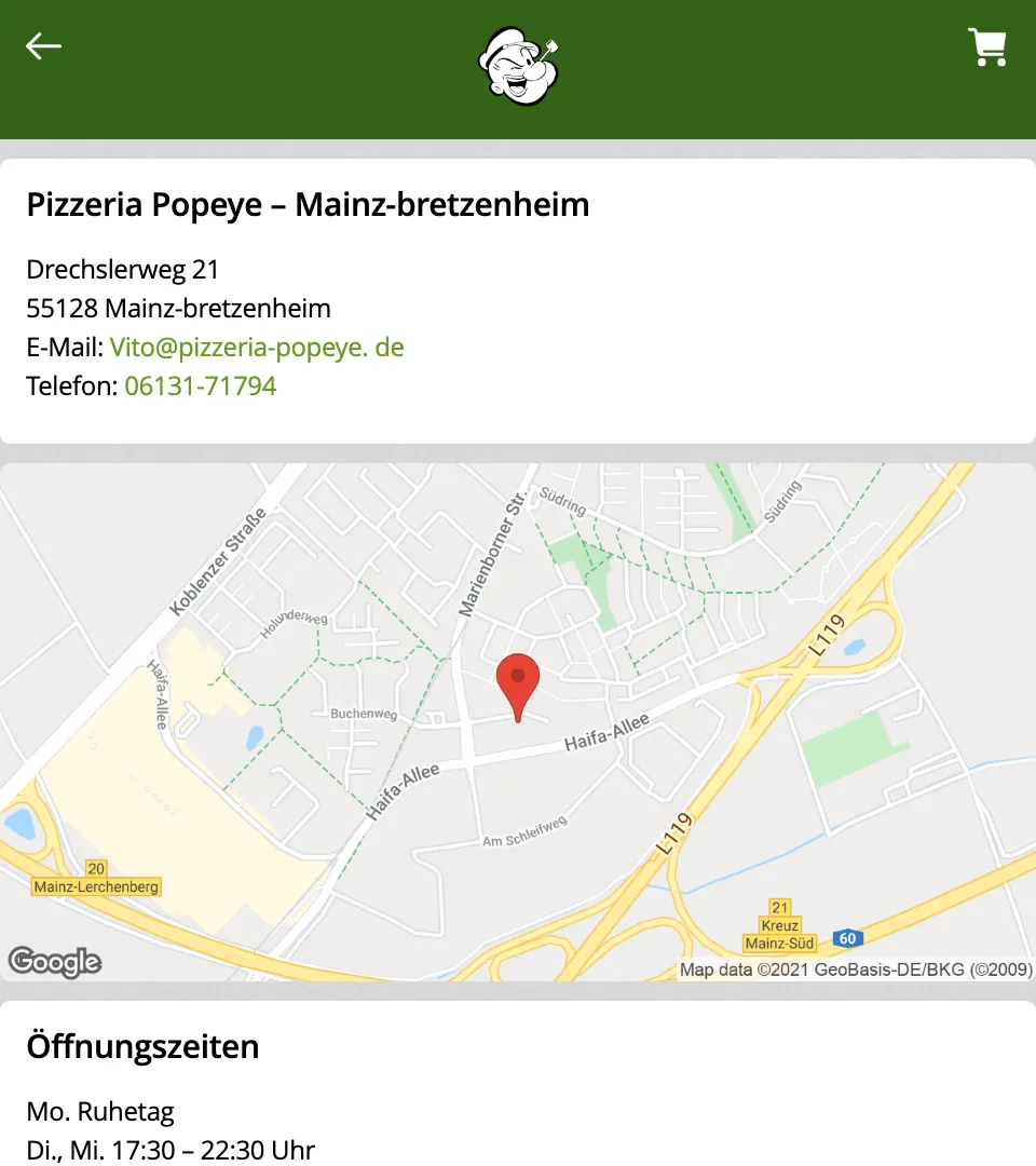 Pizzeria Popeye Mainz | Indus Appstore | Screenshot